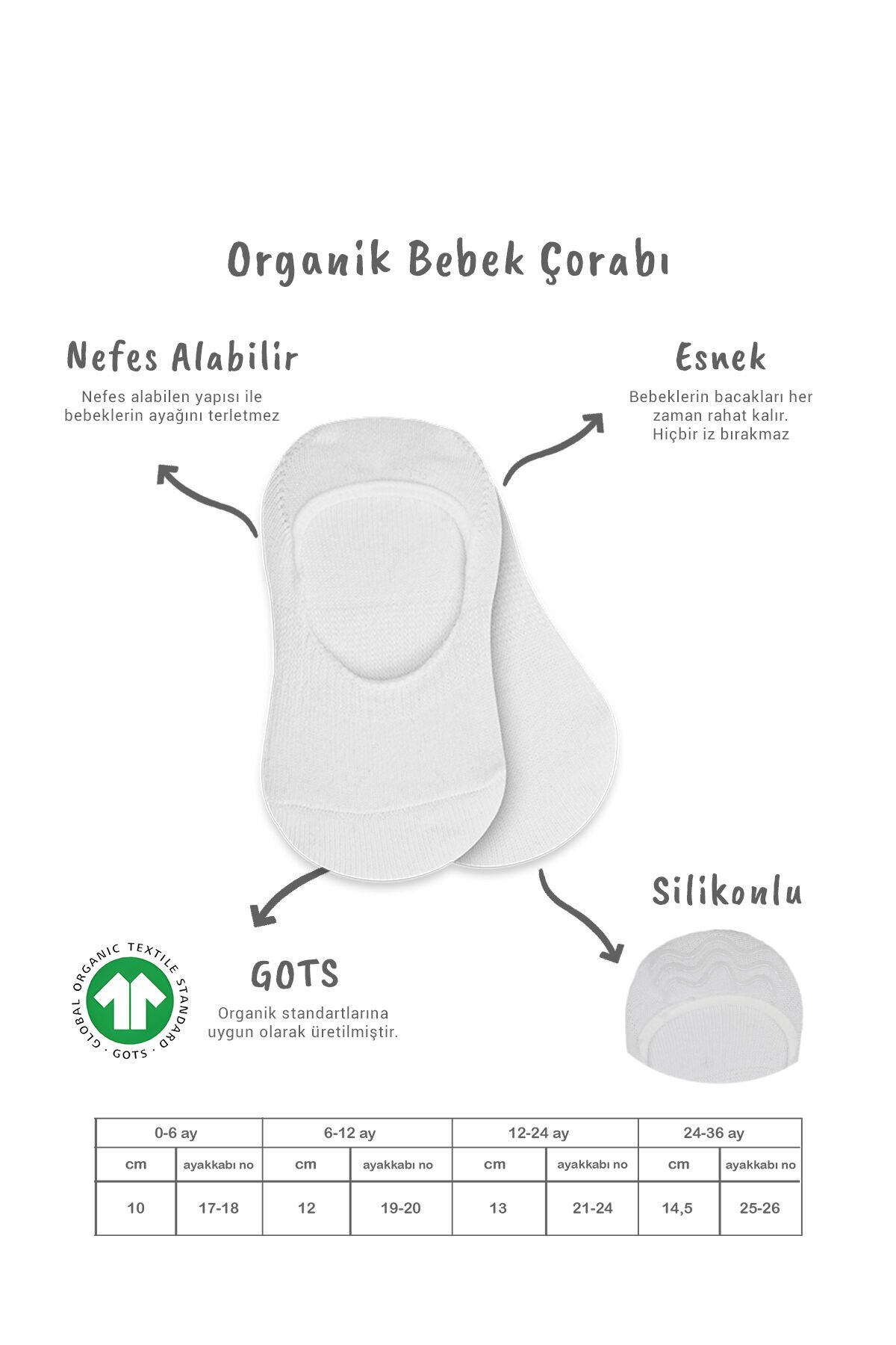 Bi̇style 2 Li̇ Penye Babet Si̇li̇konlu Basi̇c Çorap 30104 Gri̇ Beyaz