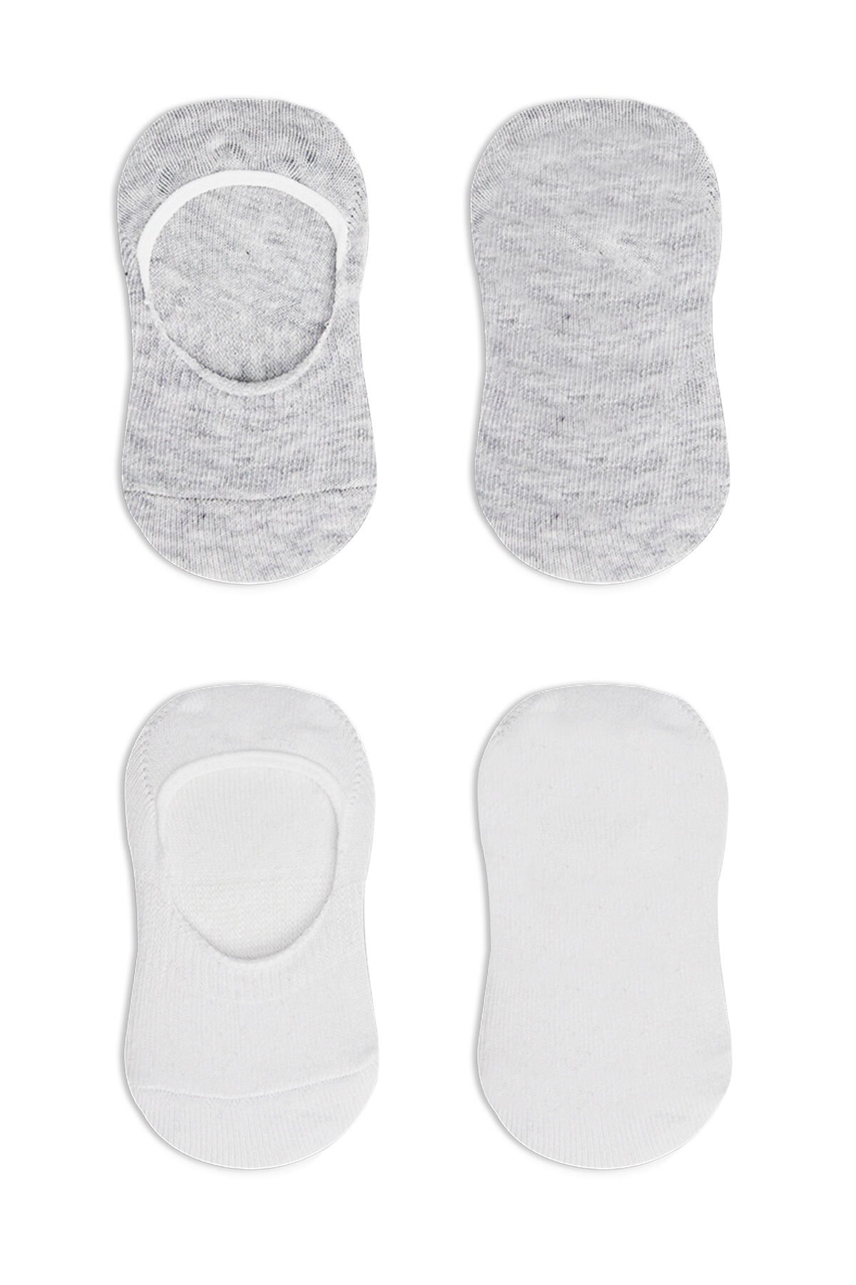 Bi̇style 2 Li̇ Penye Babet Si̇li̇konlu Basi̇c Çorap 30104 Gri̇ Beyaz