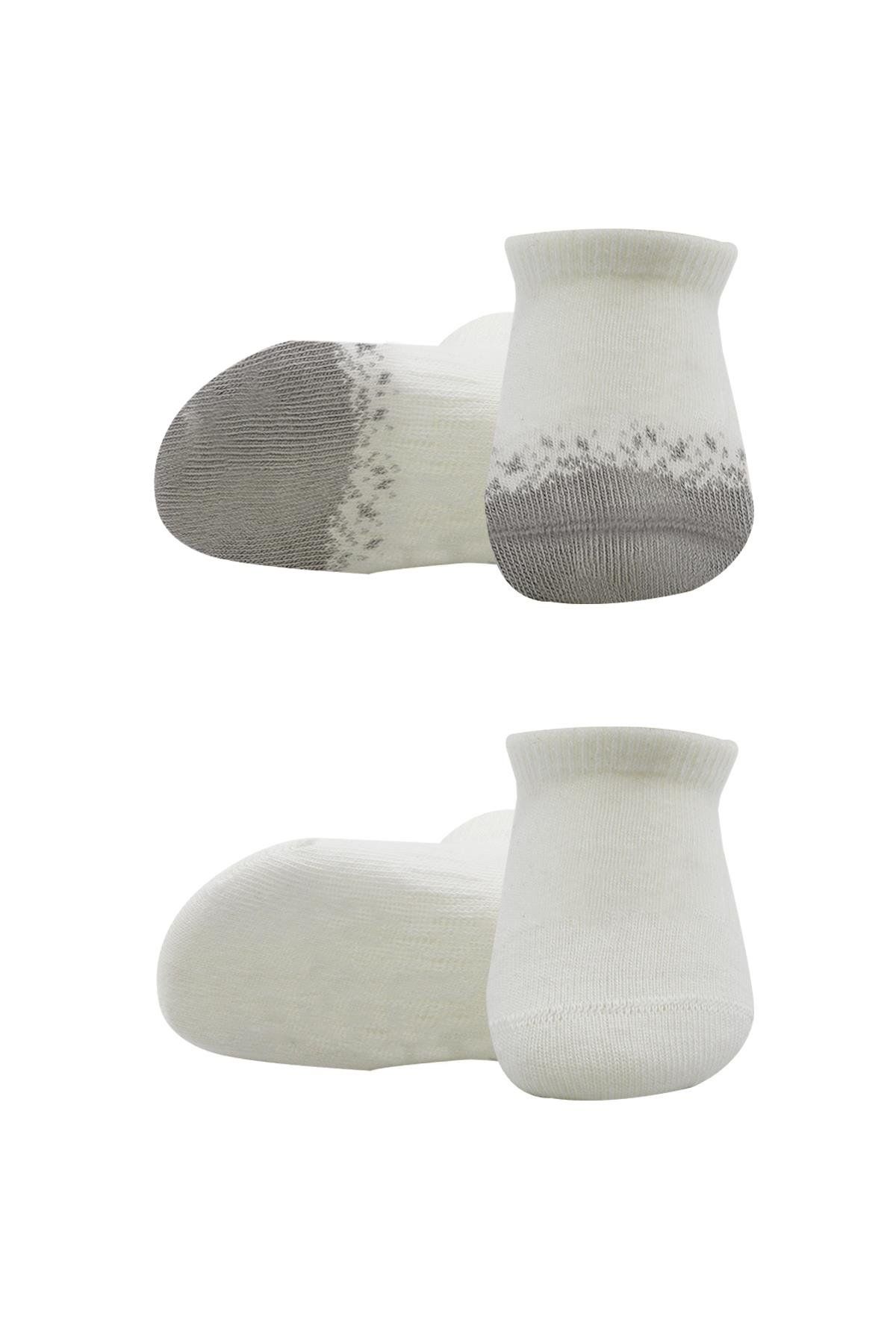 Bi̇style 2 Li̇ Penye Sneakers Çorap Bs20105 Ekru Gri̇
