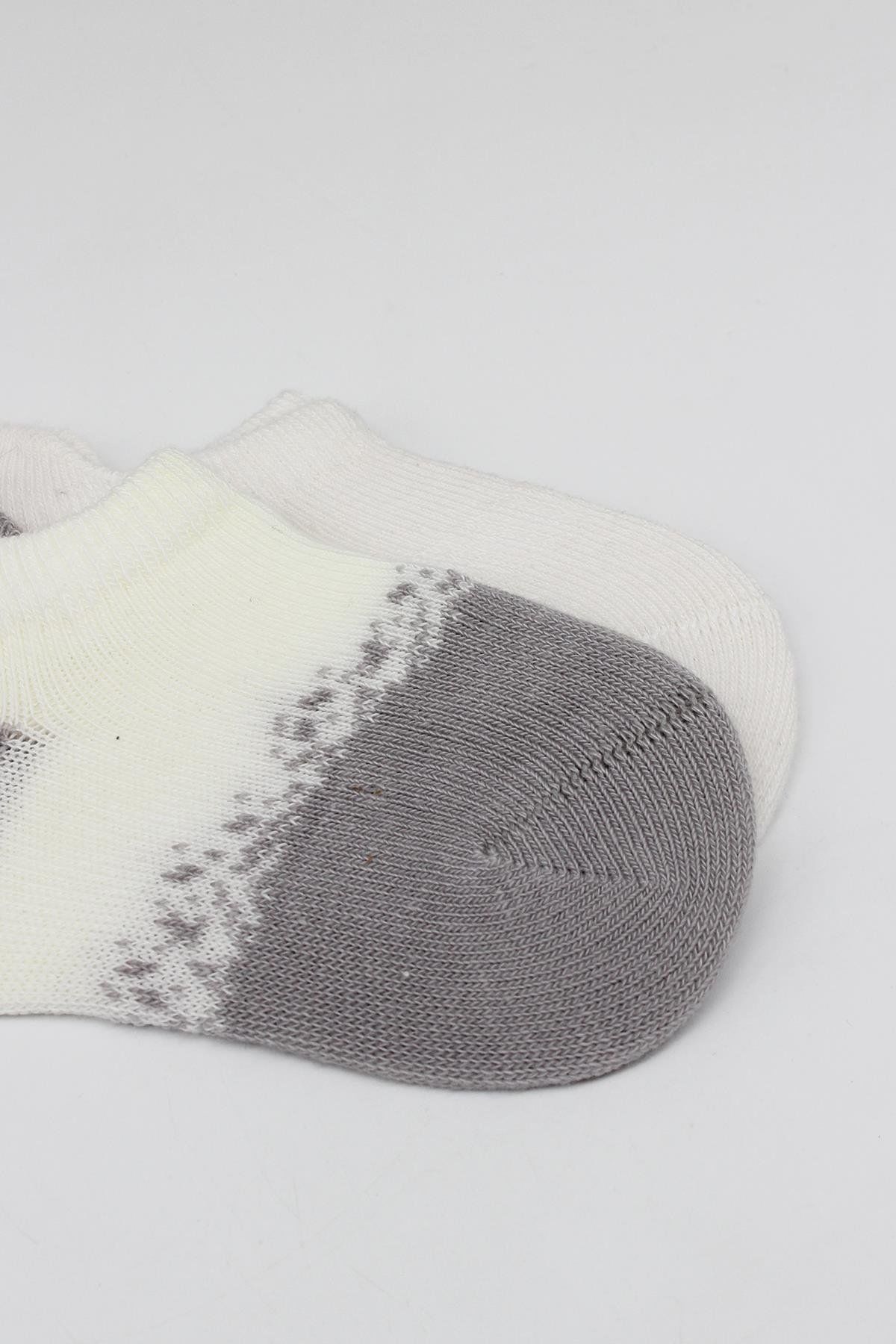 Bi̇style 2 Li̇ Penye Sneakers Çorap Bs20105 Ekru Gri̇