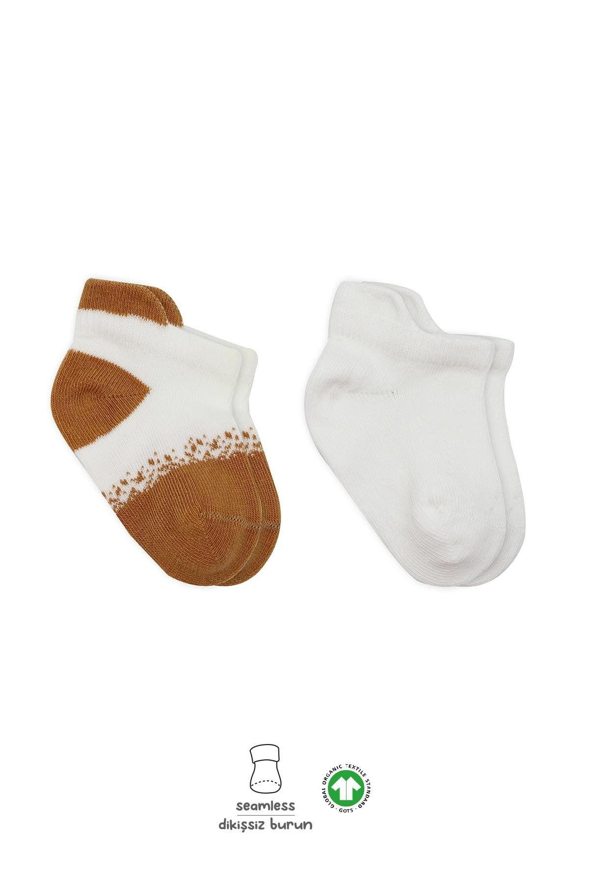 Bi̇style 2 Li̇ Penye Sneakers Çorap Bs20105 Ekru Hardal