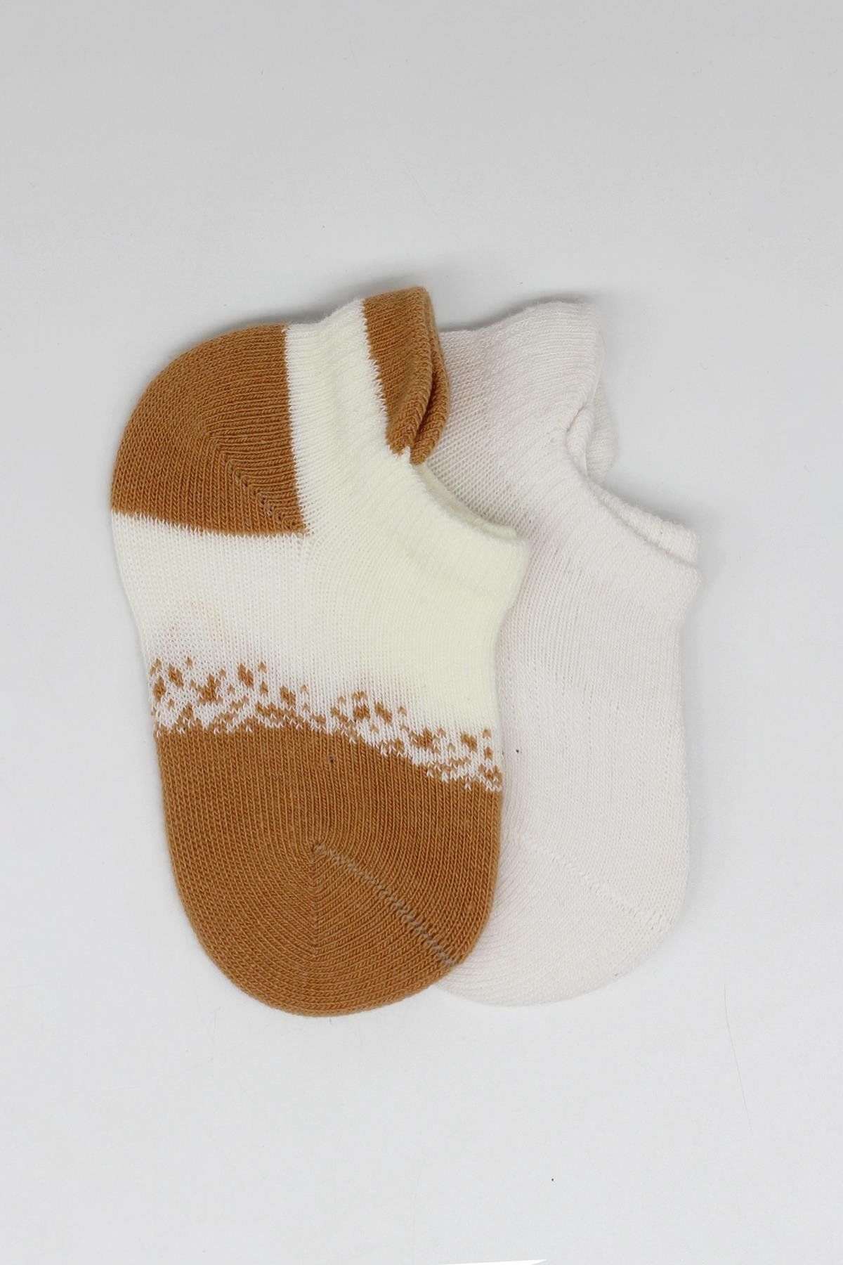 Bi̇style 2 Li̇ Penye Sneakers Çorap Bs20105 Ekru Hardal