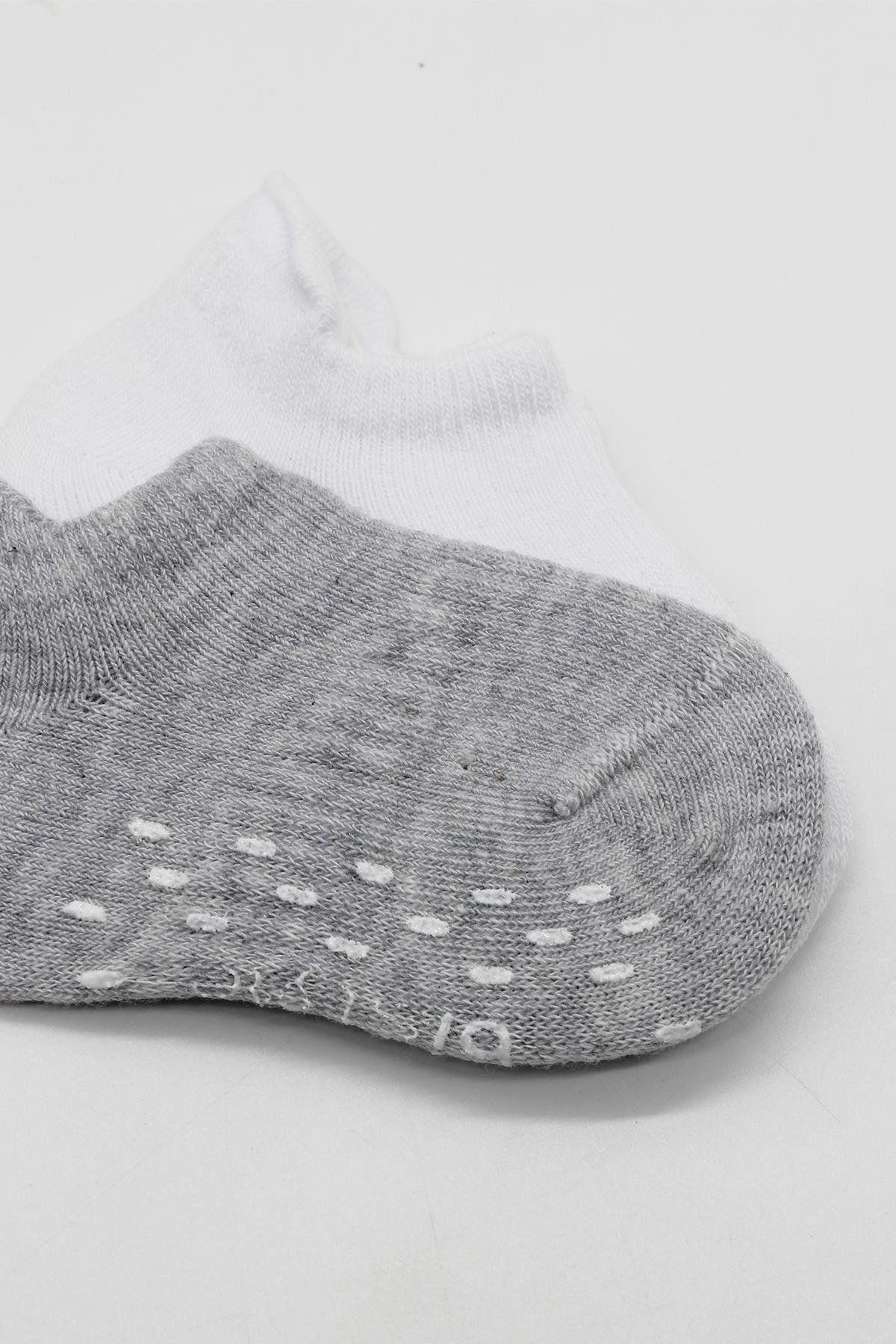Bi̇style 2 Li̇ Sneakers Kaymaz Basi̇c Penye Çorap Bs20103 Gri̇ Beyaz