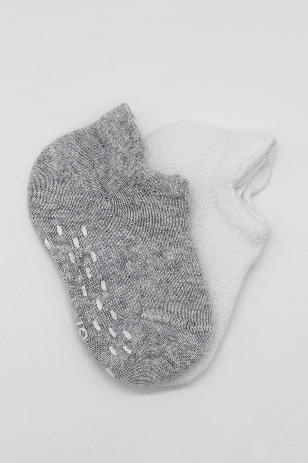 Bi̇style 2 Li̇ Sneakers Kaymaz Basi̇c Penye Çorap Bs20103 Gri̇ Beyaz
