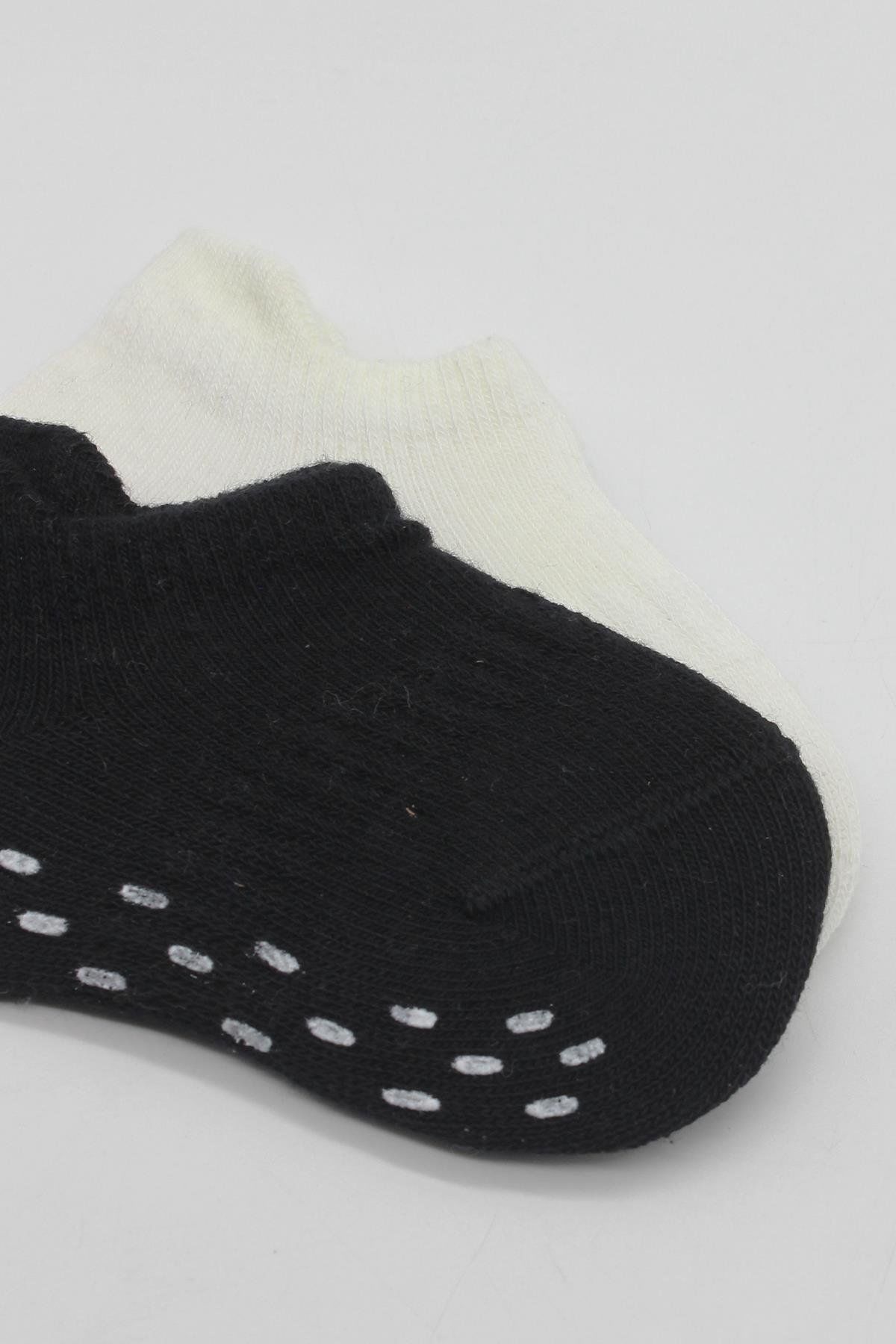 Bi̇style 2 Li̇ Sneakers Kaymaz Basi̇c Penye Çorap Bs20103 Si̇yah Ekru