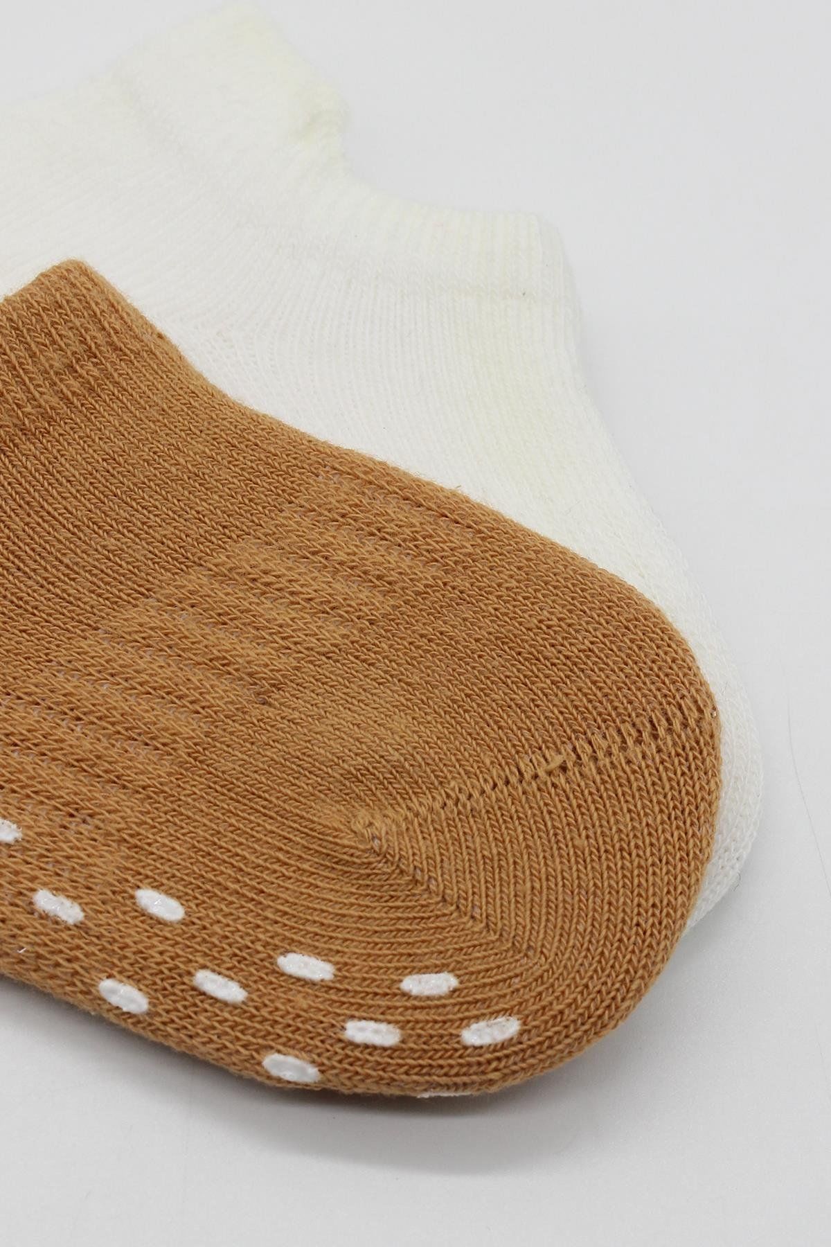 Bi̇style 2 Li̇ Sneakers Kaymaz Colours Penye Çorap Bs20104 Ekru Hardal