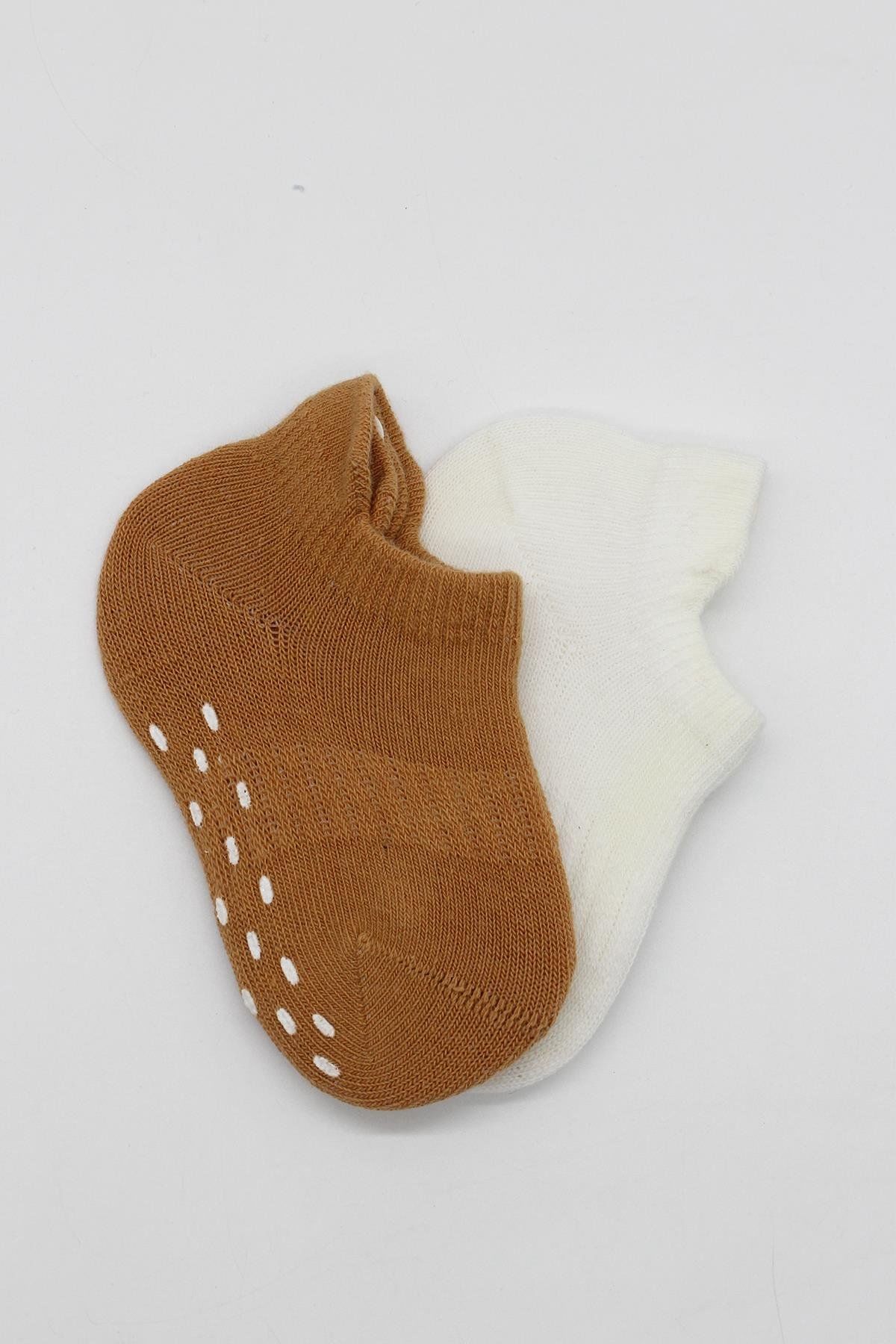 Bi̇style 2 Li̇ Sneakers Kaymaz Colours Penye Çorap Bs20104 Ekru Hardal