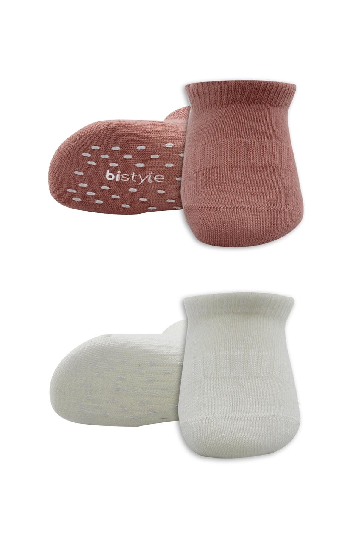 Bi̇style 2 Li̇ Sneakers Kaymaz Colours Penye Çorap Bs20104 Ekru Pudra