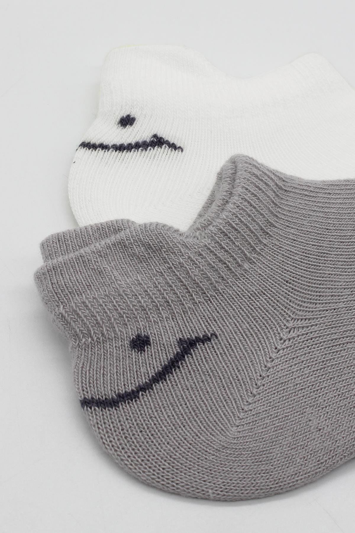 Bi̇style 2 Li̇ Sneakers Smi̇le Penye Çorap Bs20106 Gri̇ Ekru