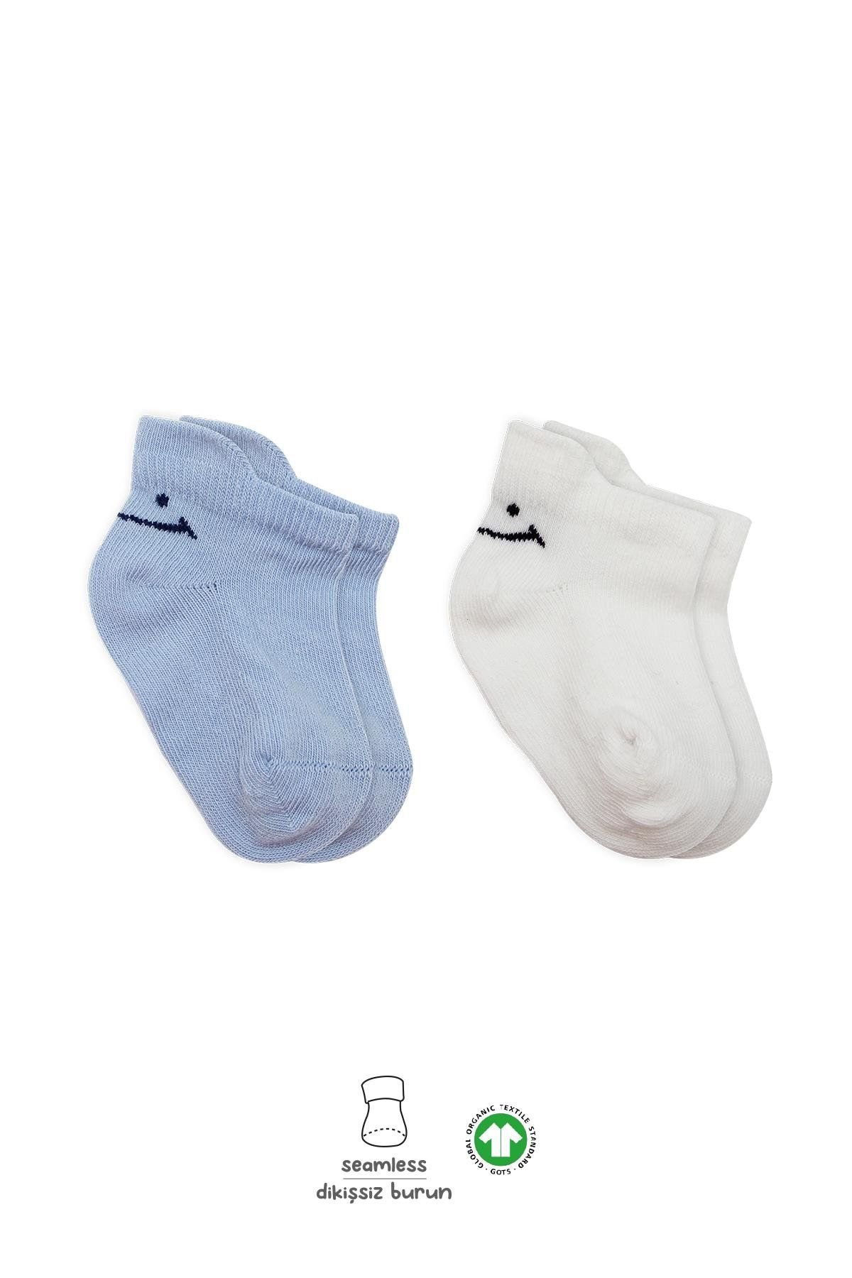 Bi̇style 2 Li̇ Sneakers Smi̇le Penye Çorap Bs20106 Mavi̇ Ekru