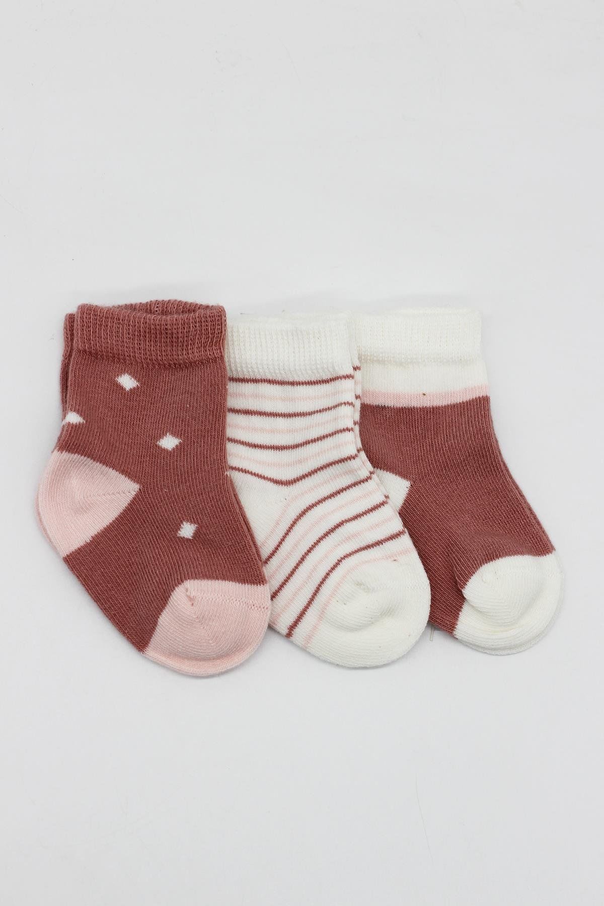 Bi̇style 3 Lü Penye Kız Soket Çorap Bs10112 Pudra