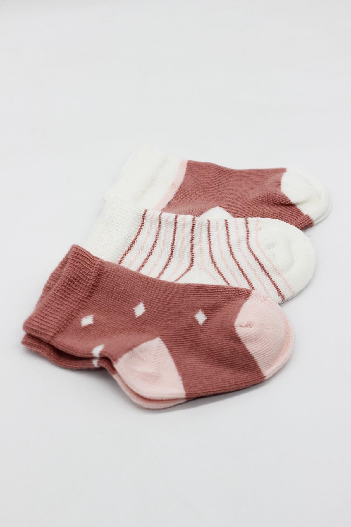 Bi̇style 3 Lü Penye Kız Soket Çorap Bs10112 Pudra