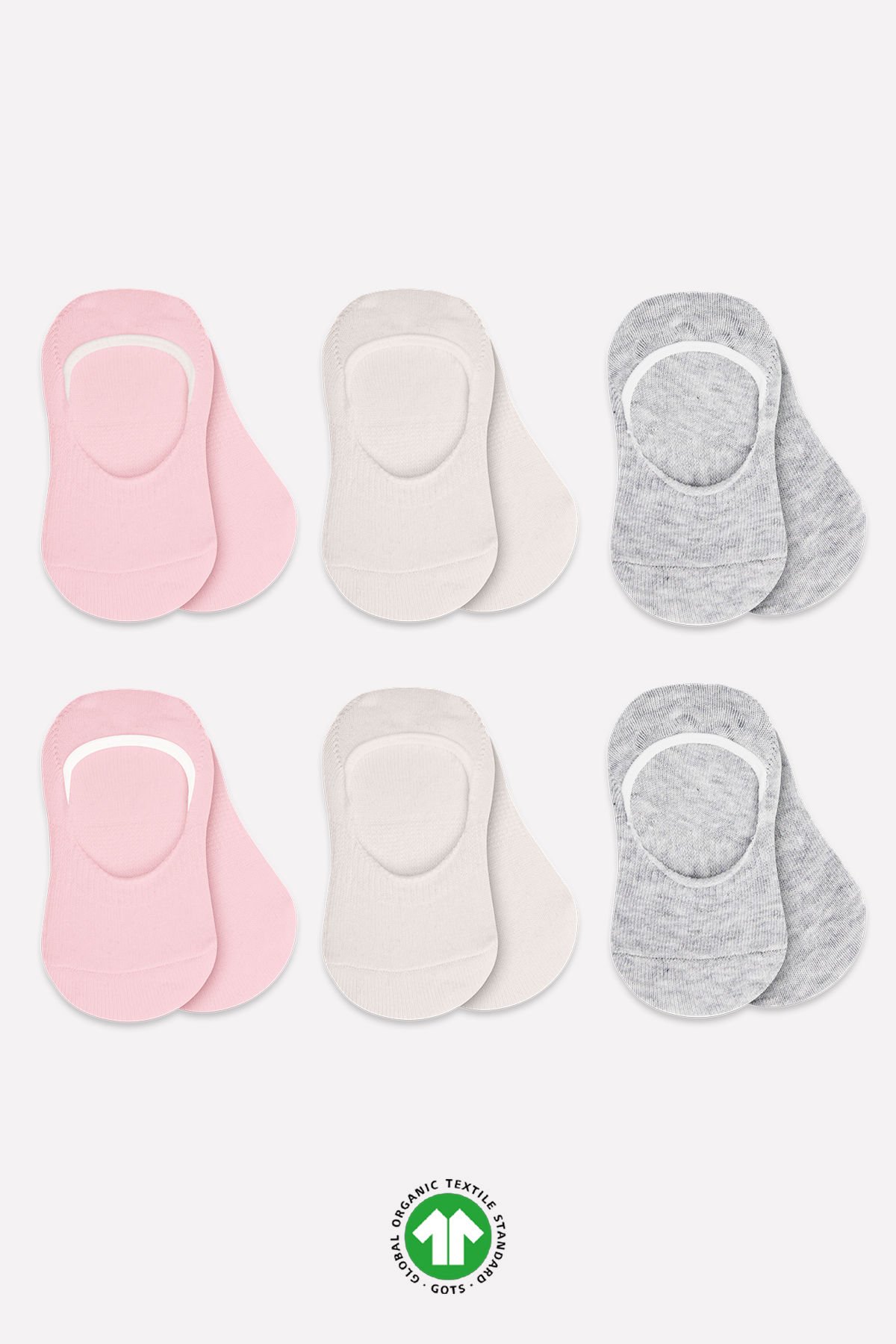 Bi̇style 6 Lı Si̇li̇konlu Babet Penye Çorap Bs30101B Pembe Ekru Gri̇