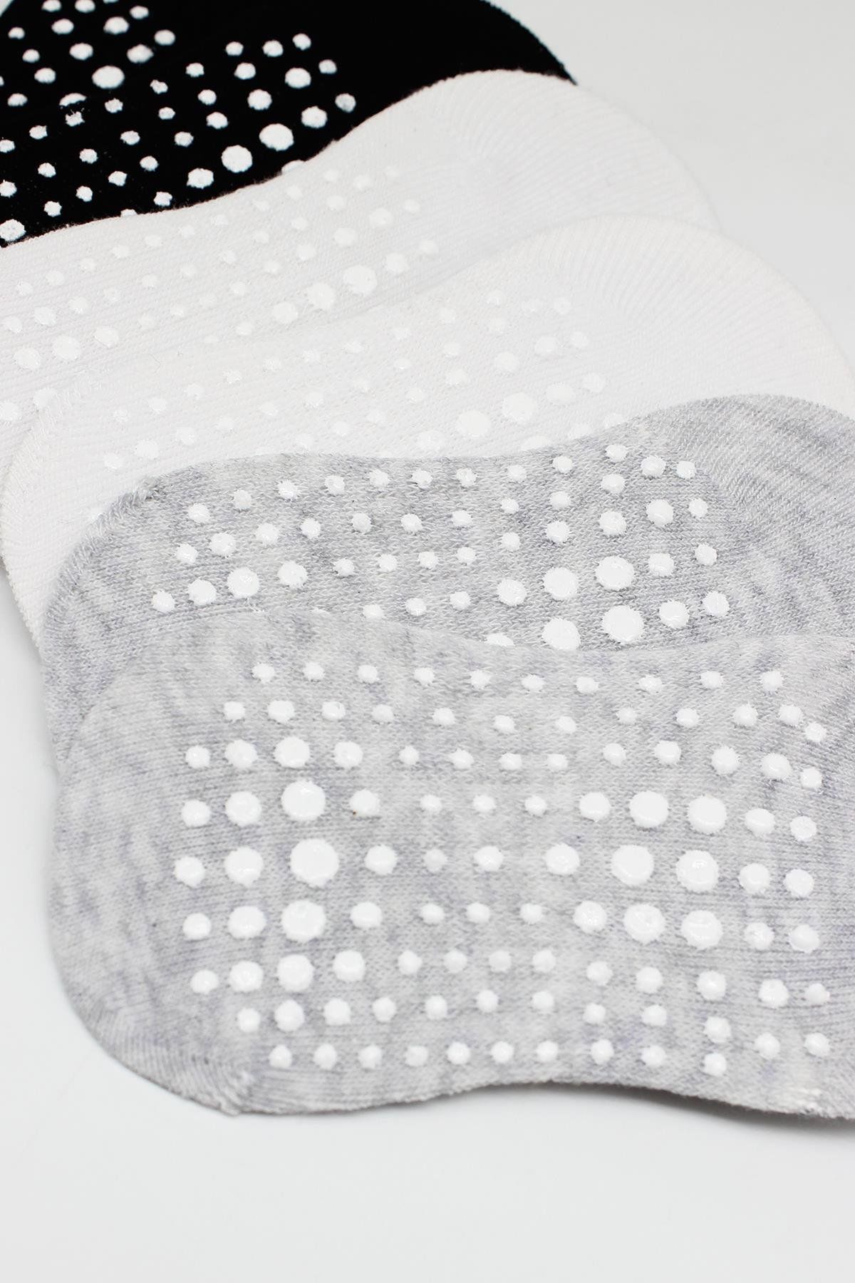 Bi̇style 6 Lı Sneakers Kaymaz Penye Çorap Bs20102 Gri̇ Beyaz Si̇yah