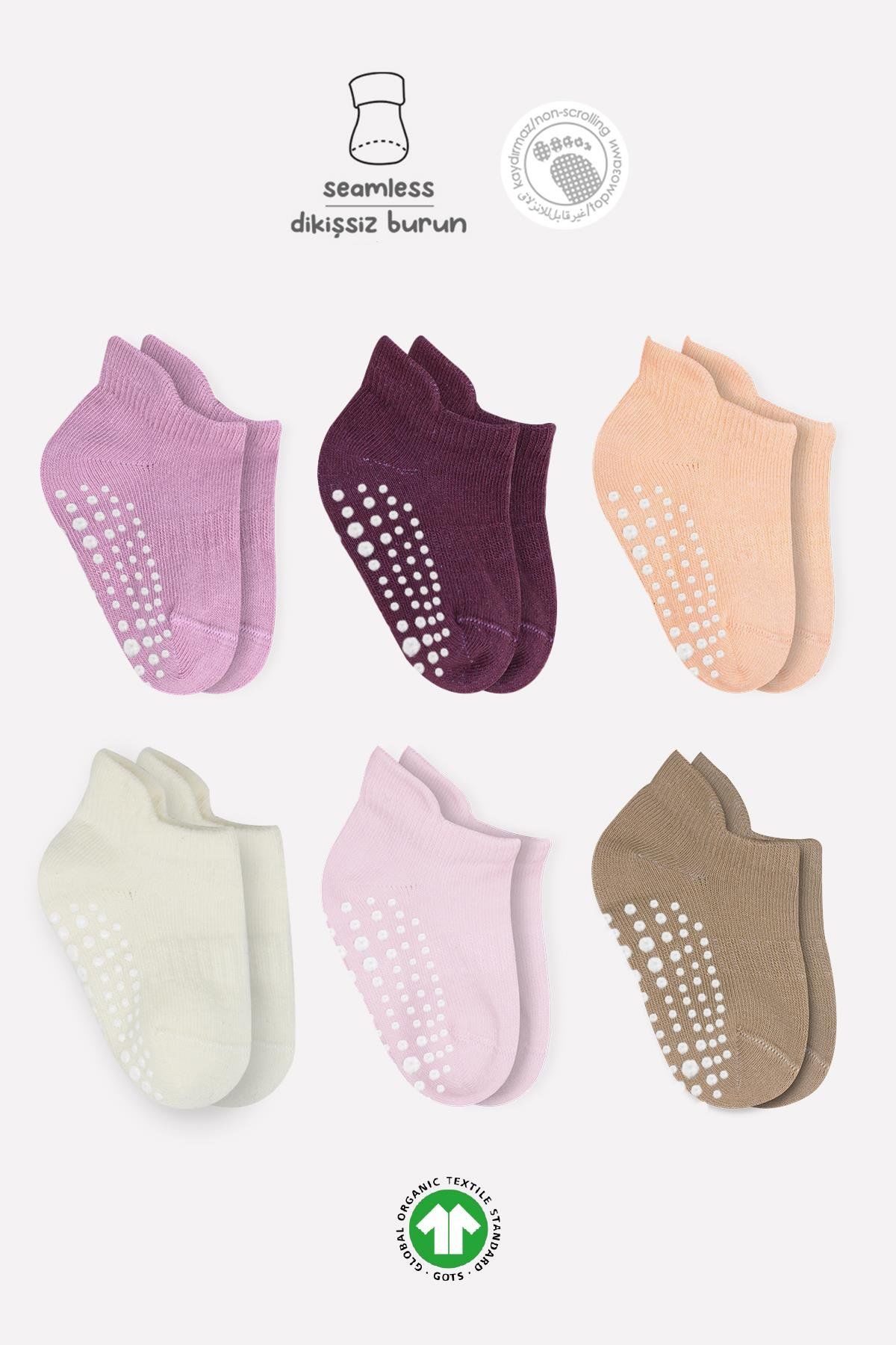 Bi̇style 6 Lı Sneakers Kaymaz Penye Çorap Bs20102 Gül Kurusu