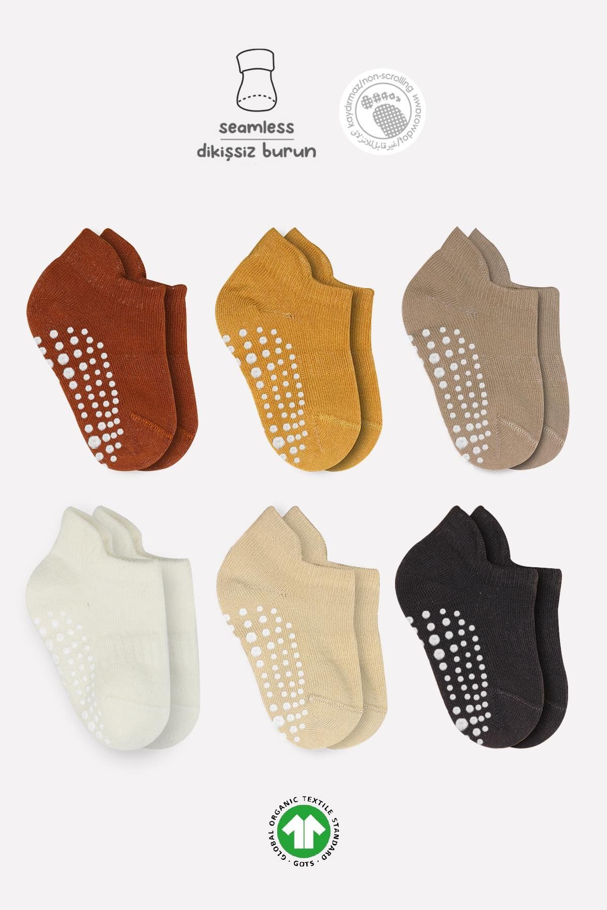 Bi̇style 6 Lı Sneakers Kaymaz Penye Çorap Bs20102 Toprak