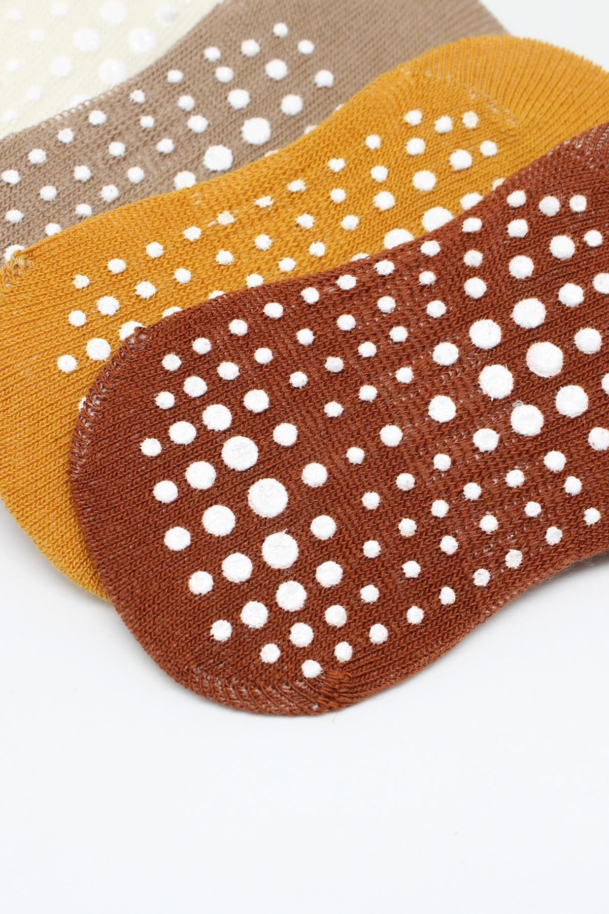 Bi̇style 6 Lı Sneakers Kaymaz Penye Çorap Bs20102 Toprak