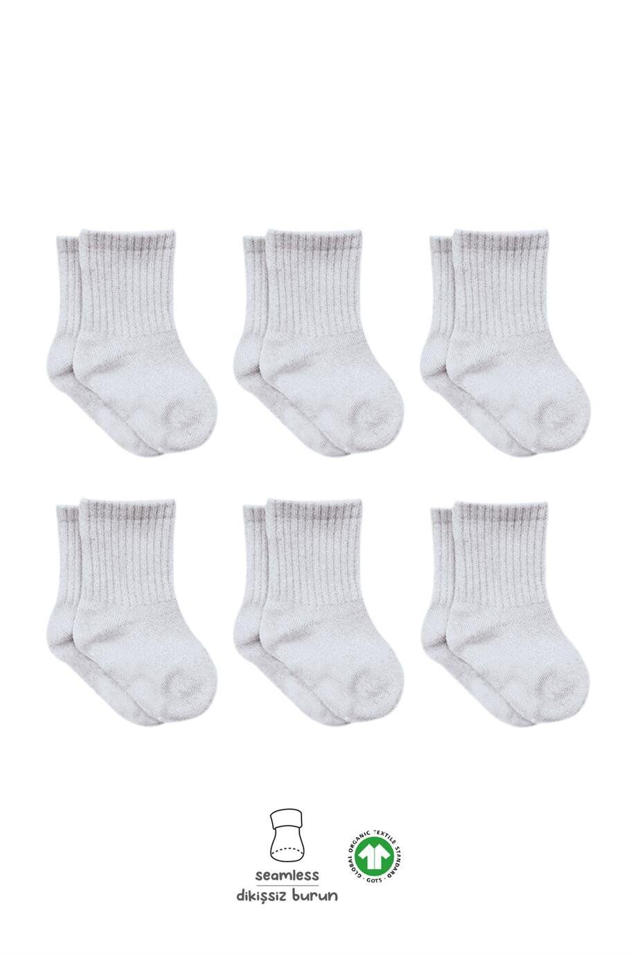Bi̇style 6Lı Penye Düz Soket Çorap Bs6008 Gri̇ Melanj