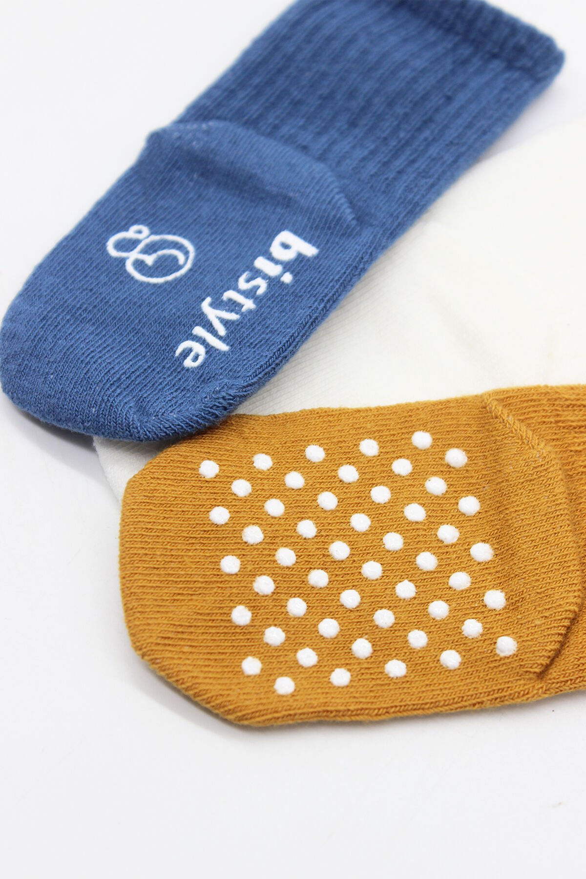 Bi̇style Basi̇c Kaymaz Penye Soket Çorap 3 Lü Bs10106 İndi̇go Ekru Hardal