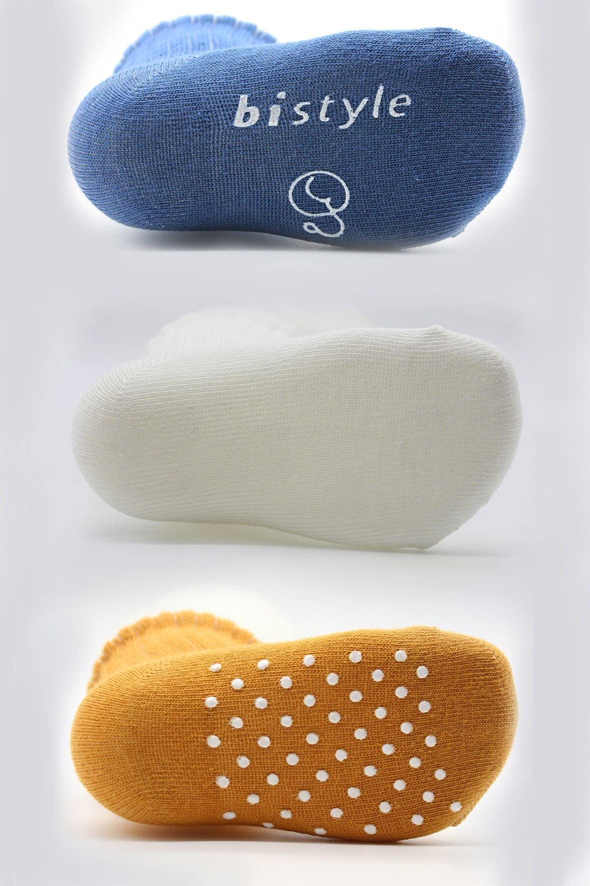 Bi̇style Basi̇c Kaymaz Penye Soket Çorap 3 Lü Bs10107 İndi̇go Ekru Hardal