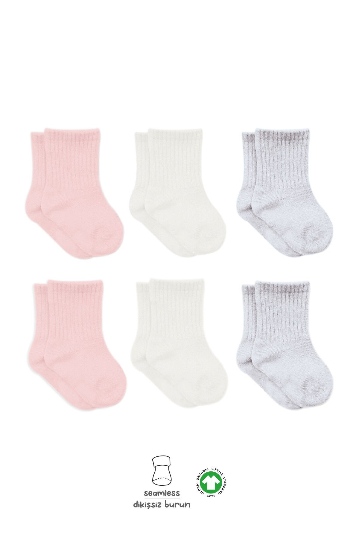 Bi̇style Basi̇c Penye Soket Çorap 6 Lı Bs10101B Pembe Ekru Gri̇