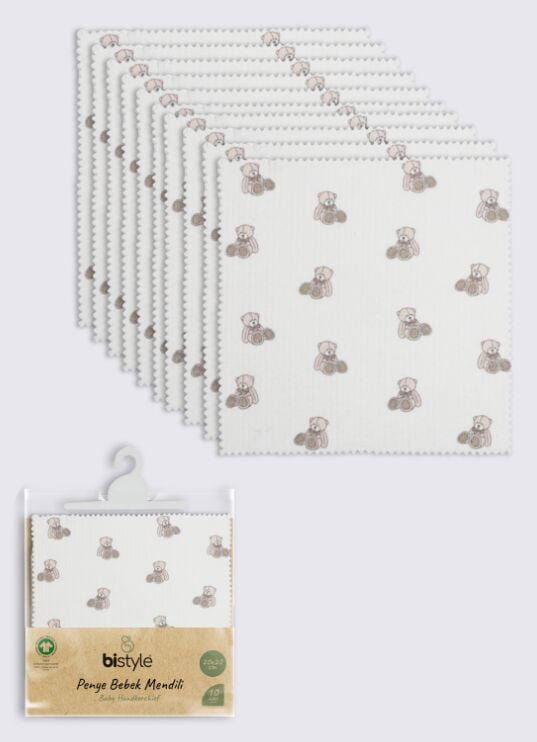 Bi̇style Bear 20X20 10 Lu Penye Mendi̇l 90162 Ekru