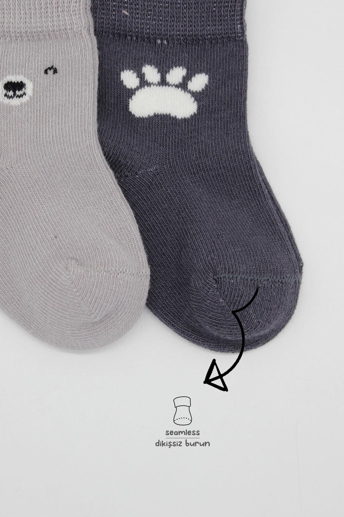 Bi̇style Bear Penye Soket Çorap 2 Li̇ Bs10116 Gri̇