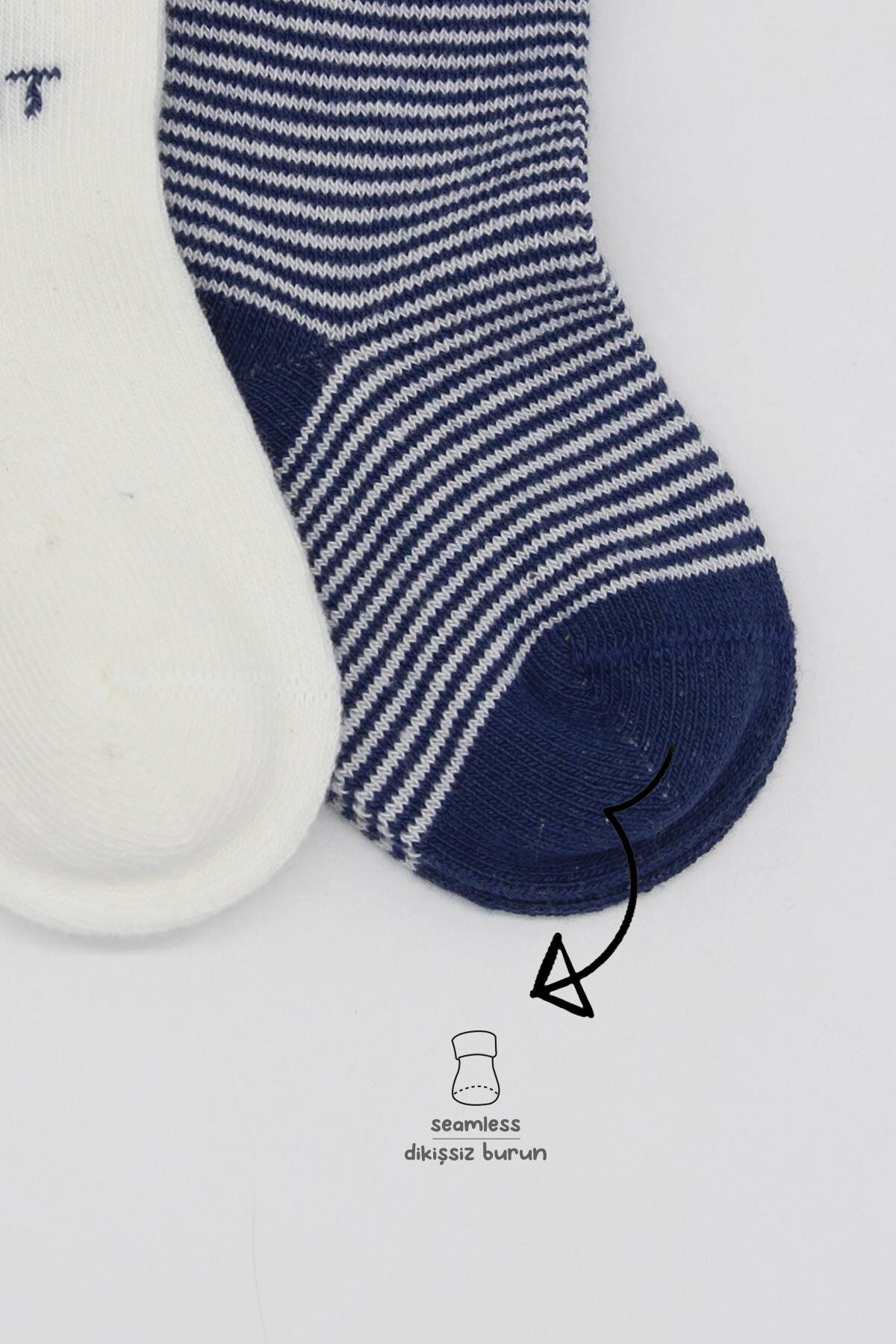 Bi̇style Bi̇g Heart Penye Soket Çorap 2 Li̇ Bs10117 Laci̇vert