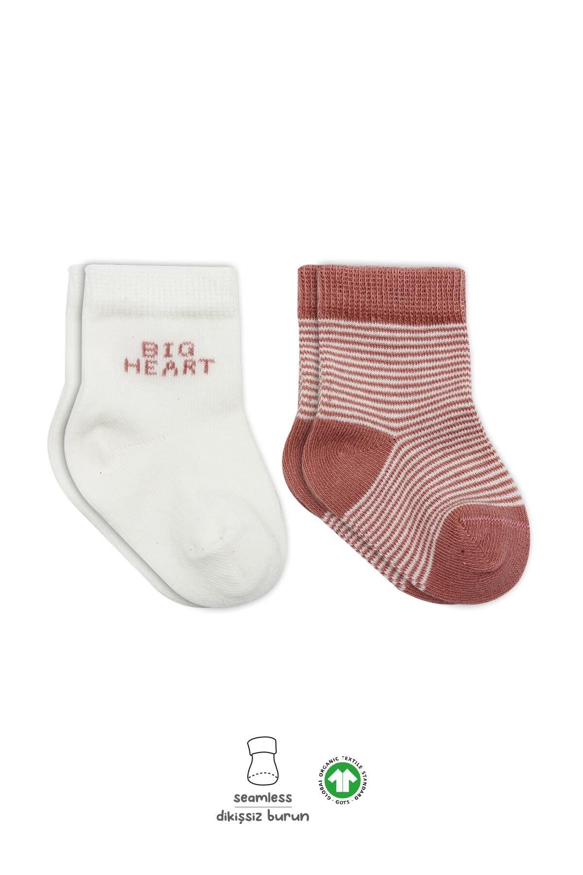 Bi̇style Bi̇g Heart Penye Soket Çorap 2 Li̇ Bs10117 Pudra