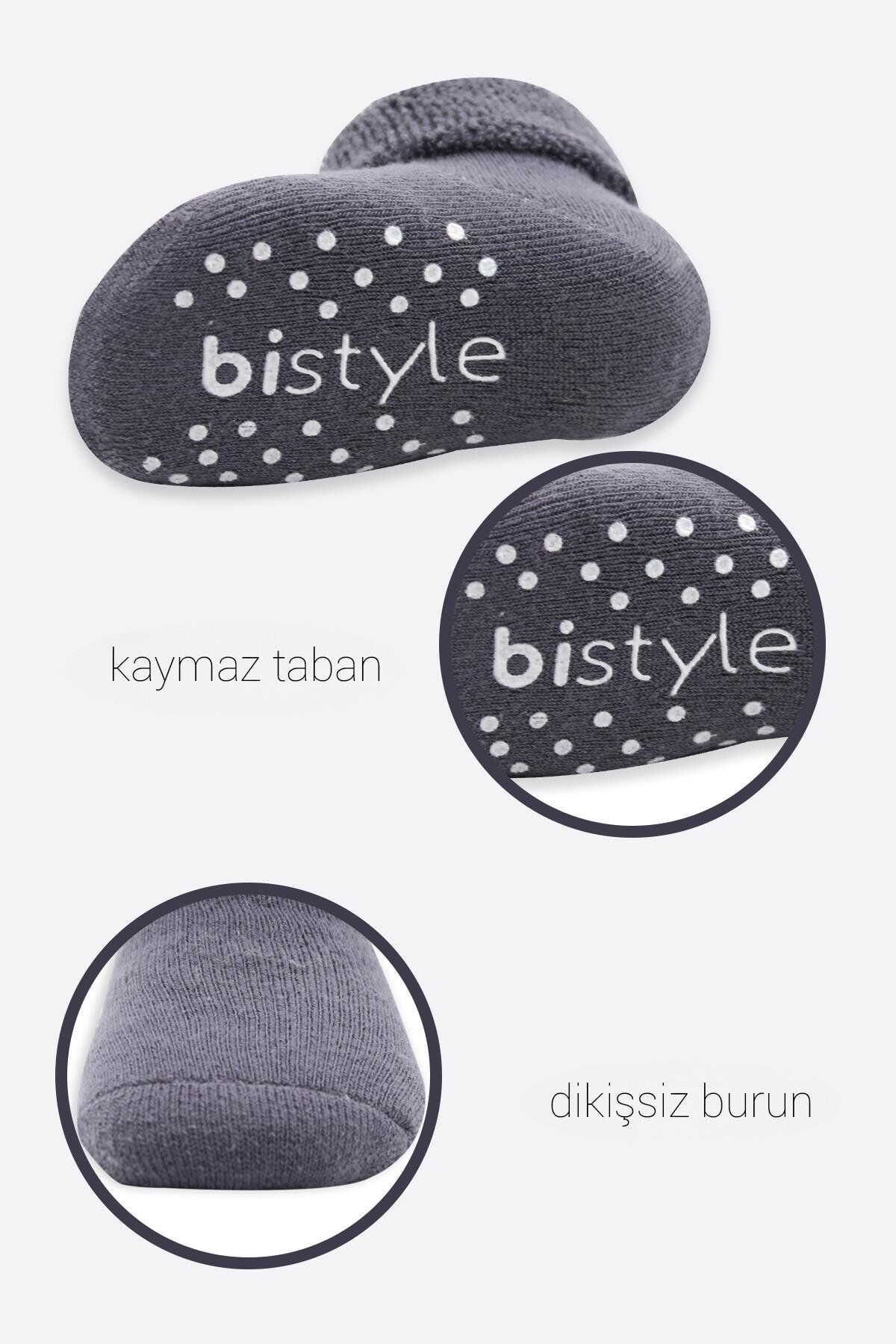 Bi̇style Çemberli̇ Kaymaz Havlu Soket Çorap 2 Li̇ Bs10503 Gri̇-Antrasi̇t