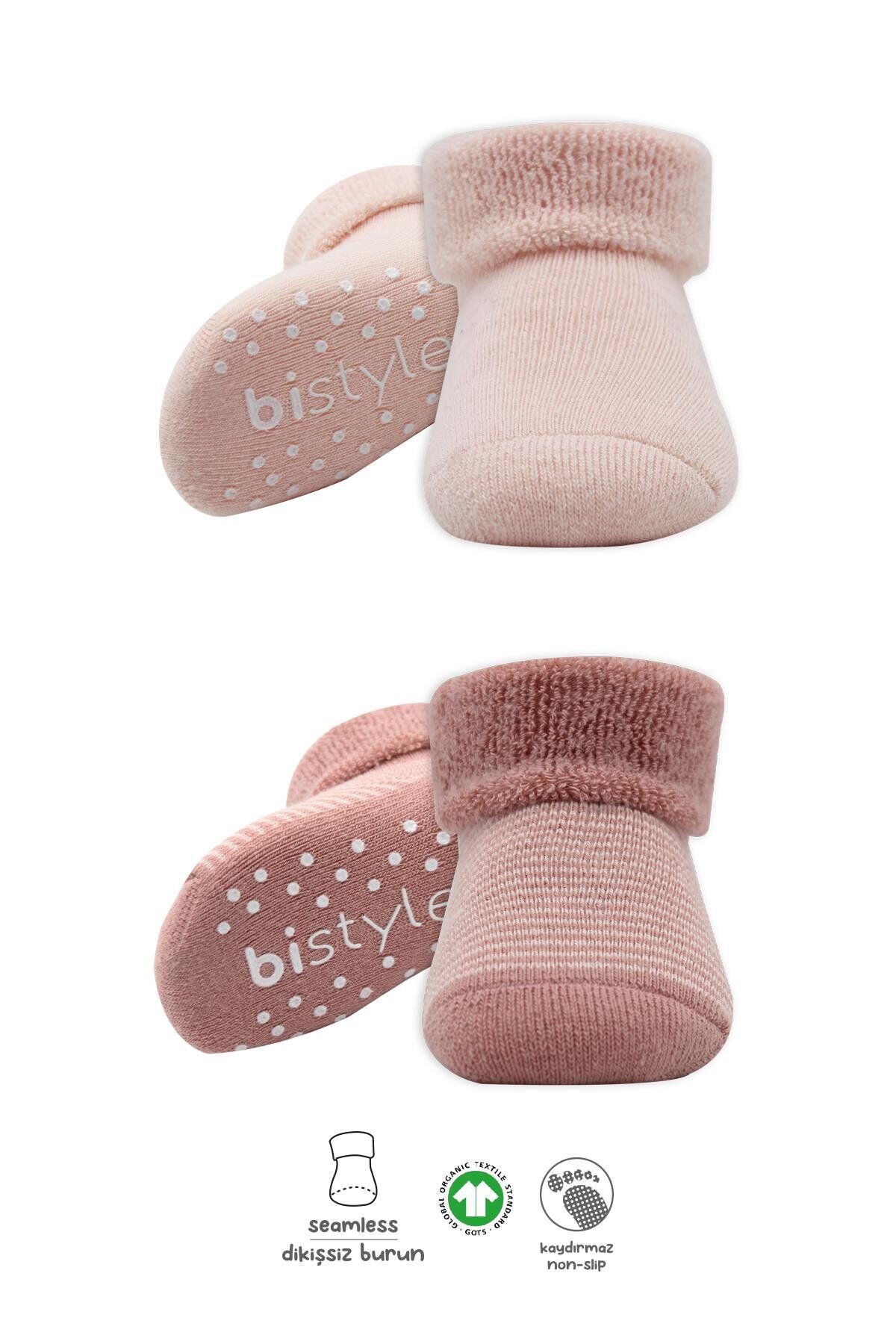 Bi̇style Çemberli̇ Kaymaz Havlu Soket Çorap 2 Li̇ Bs10503 Pudra Pembe