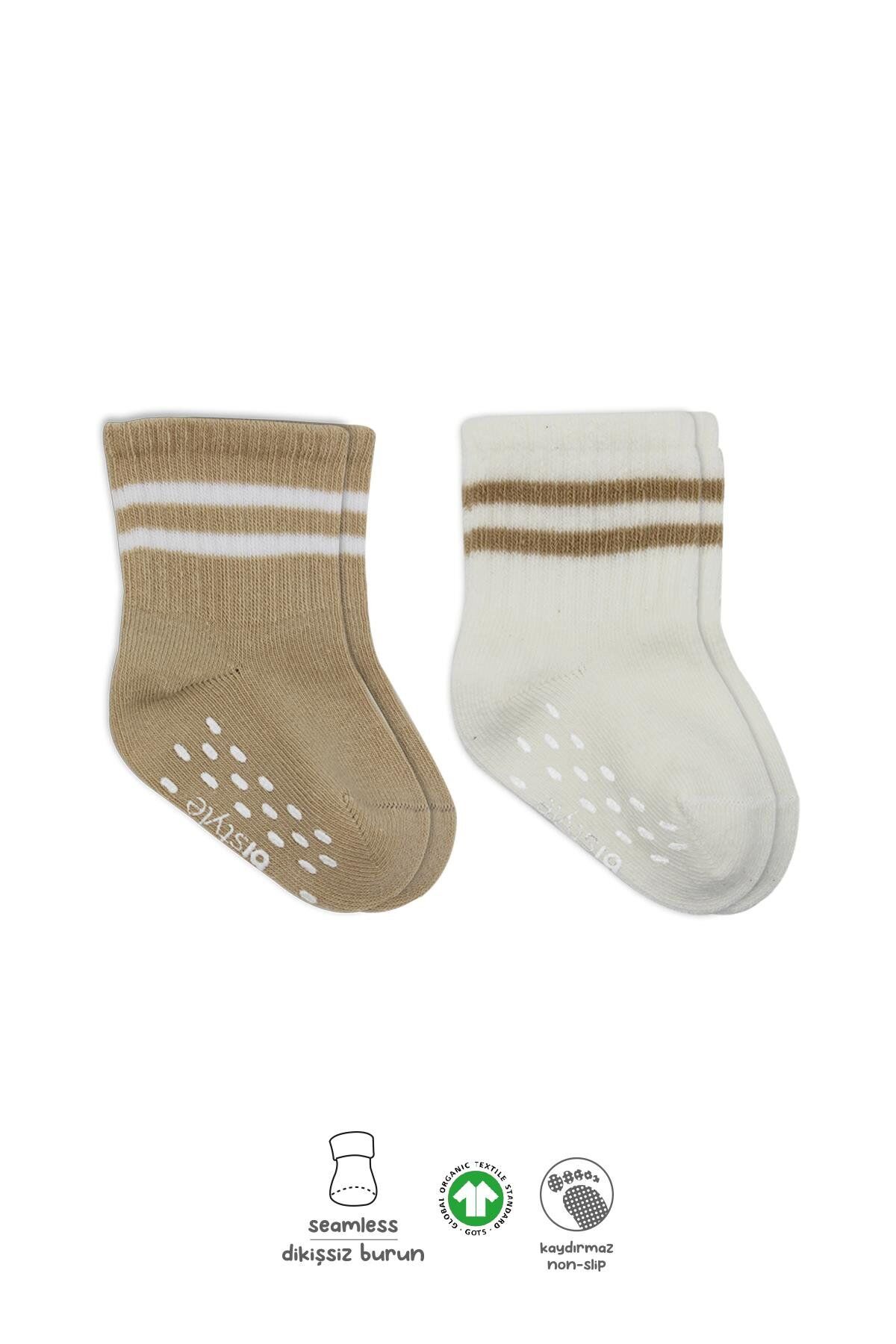 Bi̇style Çemberli̇ Kaymaz Soket Çorap 2 Li̇ Bs10125 Bej-Ekru