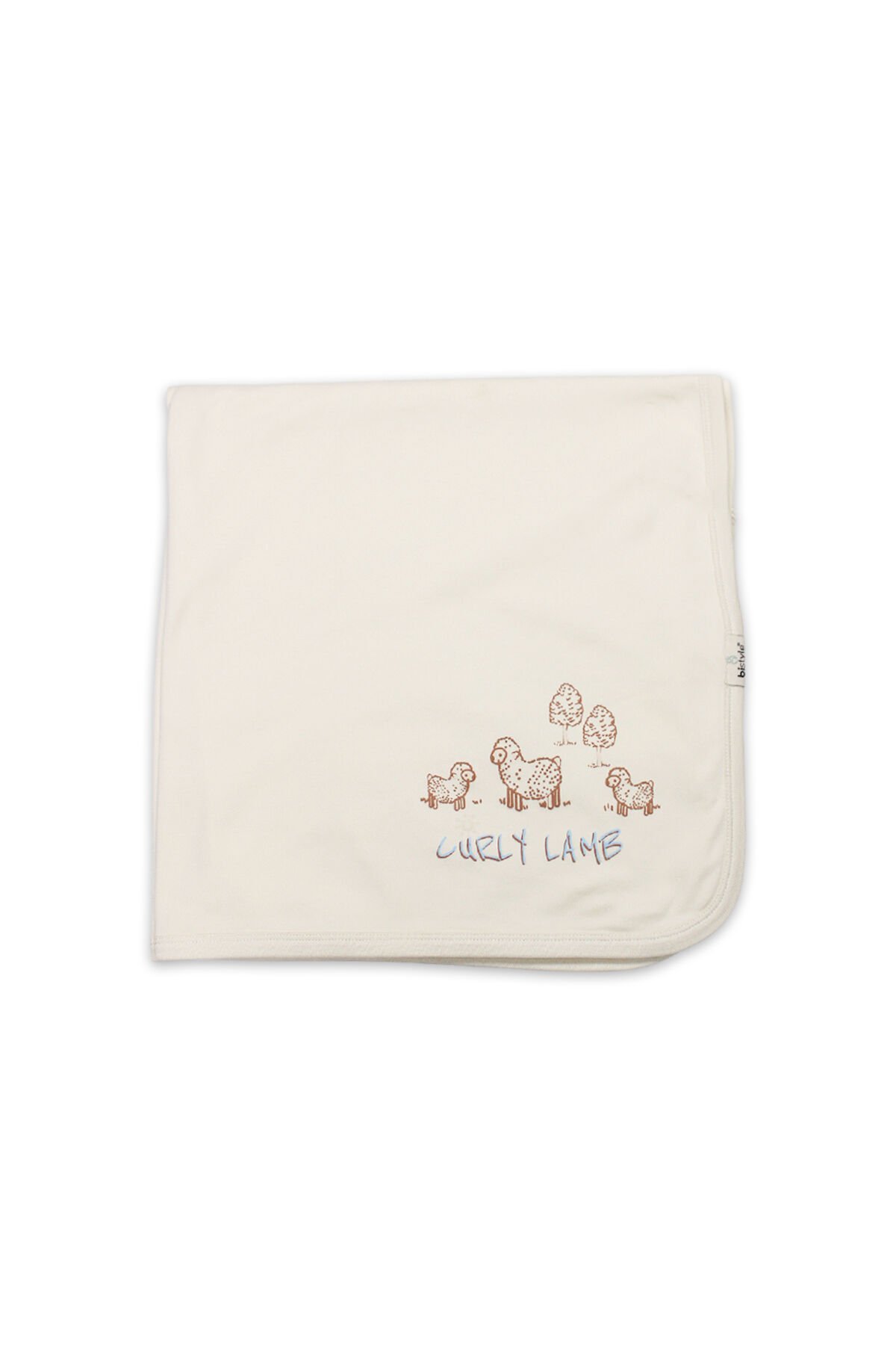 Bi̇style Curly Lamb Penye Battani̇ye 70109 Bej Mavi̇ Ekru