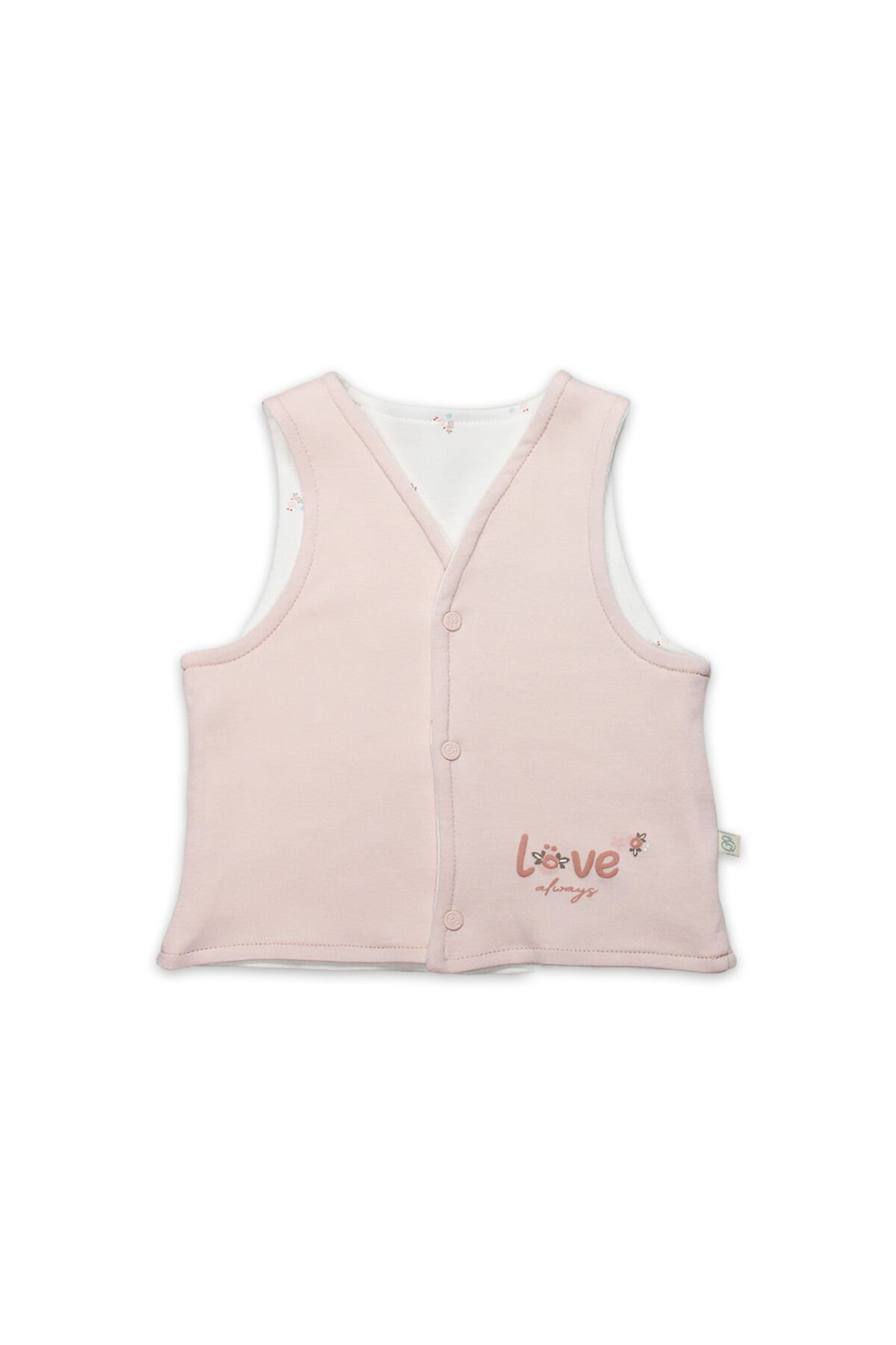 Bi̇style Grow İn Love Çi̇ft Taraflı Bebe Yelek 18102 Pembe Ekru