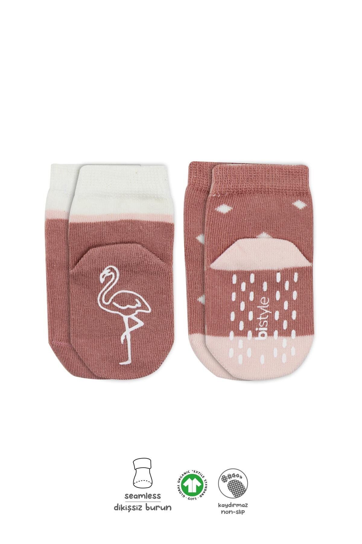 Bi̇style Hayvan Fi̇gür Kaymaz Kız Soket Çorap 2 Li̇ Bs10120 Pudra