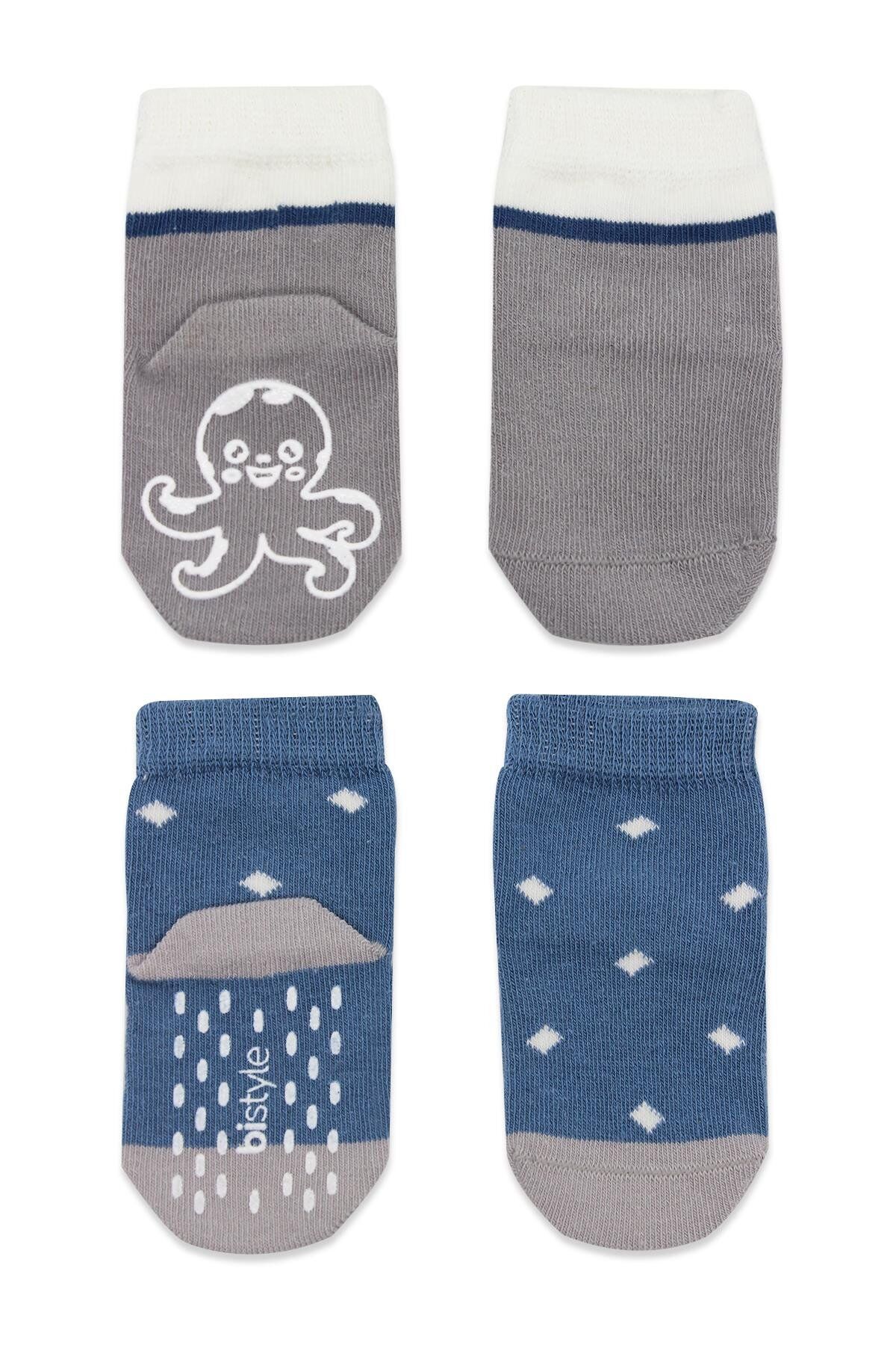 Bi̇style Hayvan Fi̇gürlü Kaymaz Erkek Soket Çorap 2 Li̇ Bs10119 İndi̇go