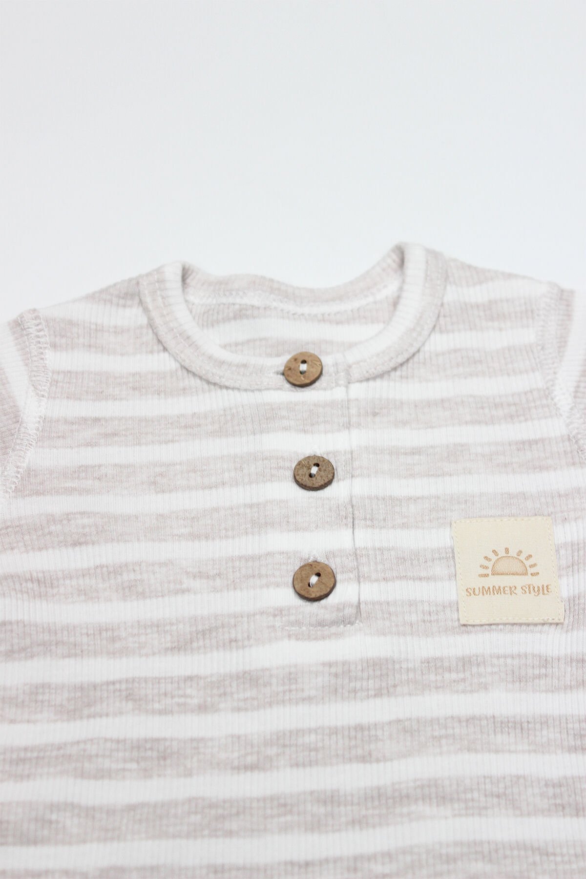 Bi̇style Li̇ne Colors Yarım Kol Pati̇ksi̇z Tulum 15126 Bej