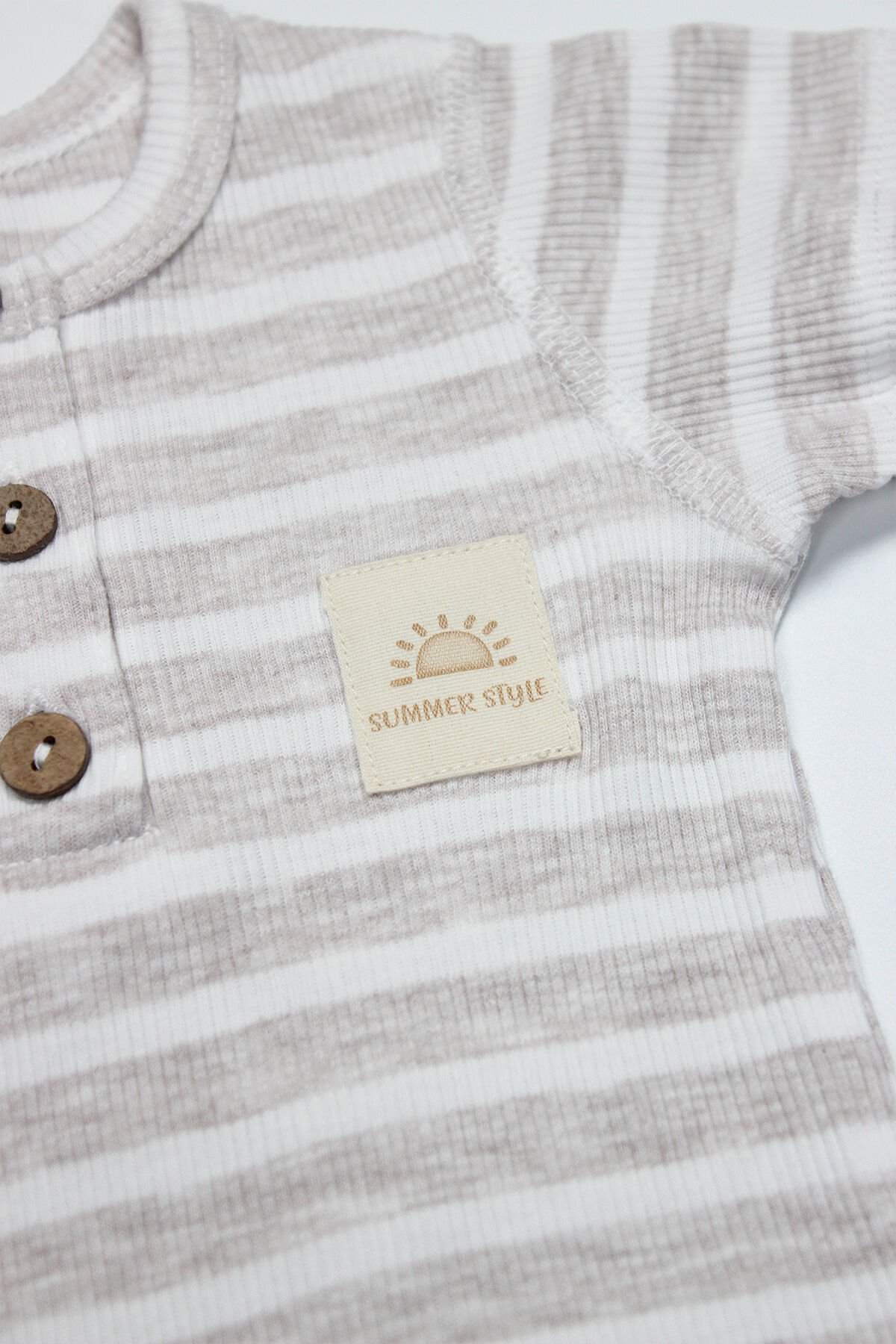 Bi̇style Li̇ne Colors Yarım Kol Pati̇ksi̇z Tulum 15126 Bej