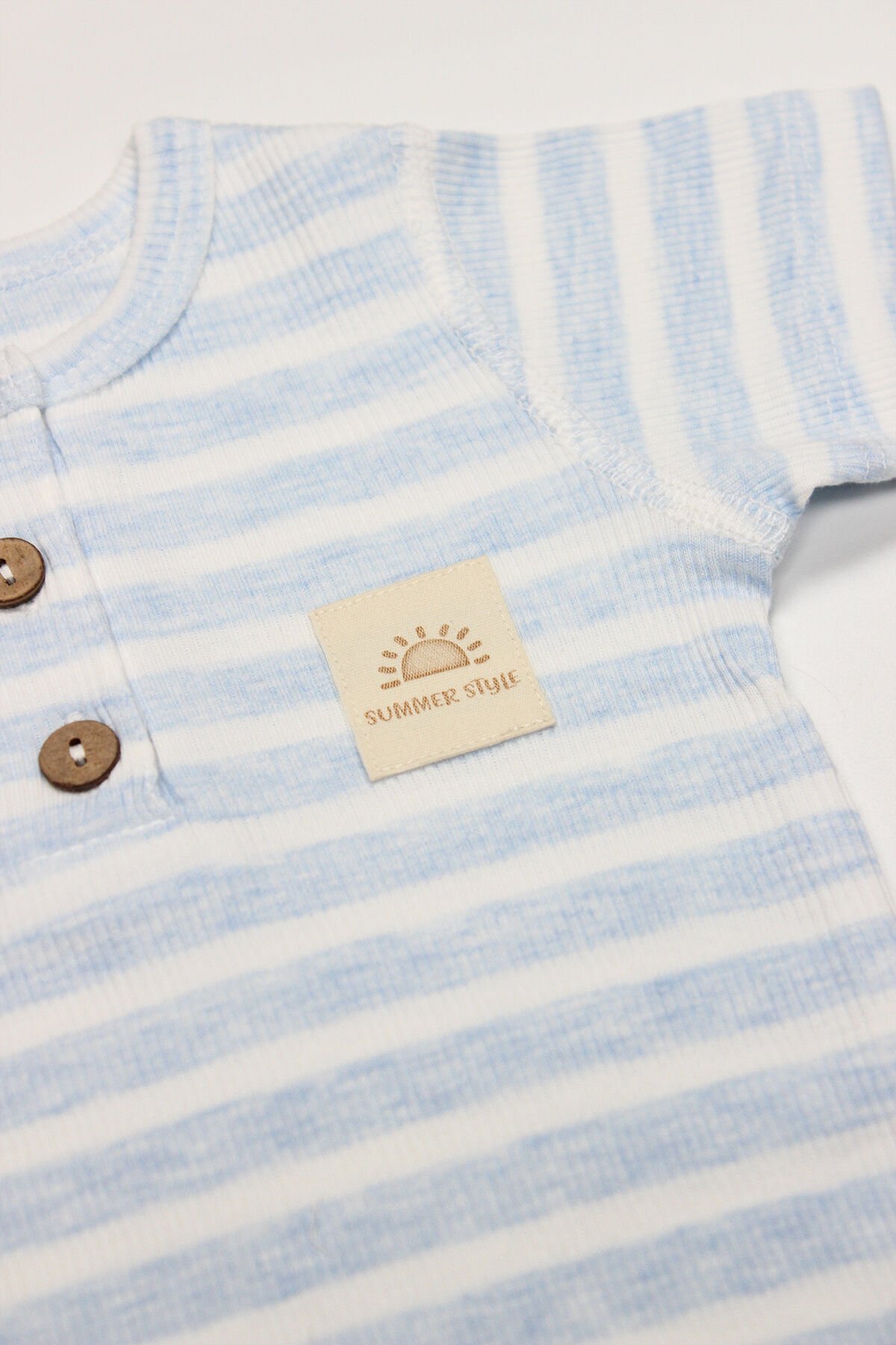 Bi̇style Li̇ne Colors Yarım Kol Pati̇ksi̇z Tulum 15126 Mavi̇