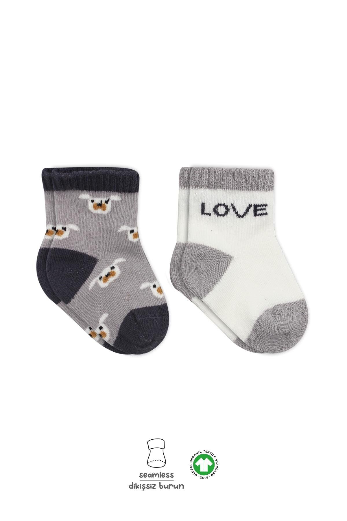 Bi̇style Love Dog Penye Soket Çorap 2 Li̇ Bs10118 Gri̇