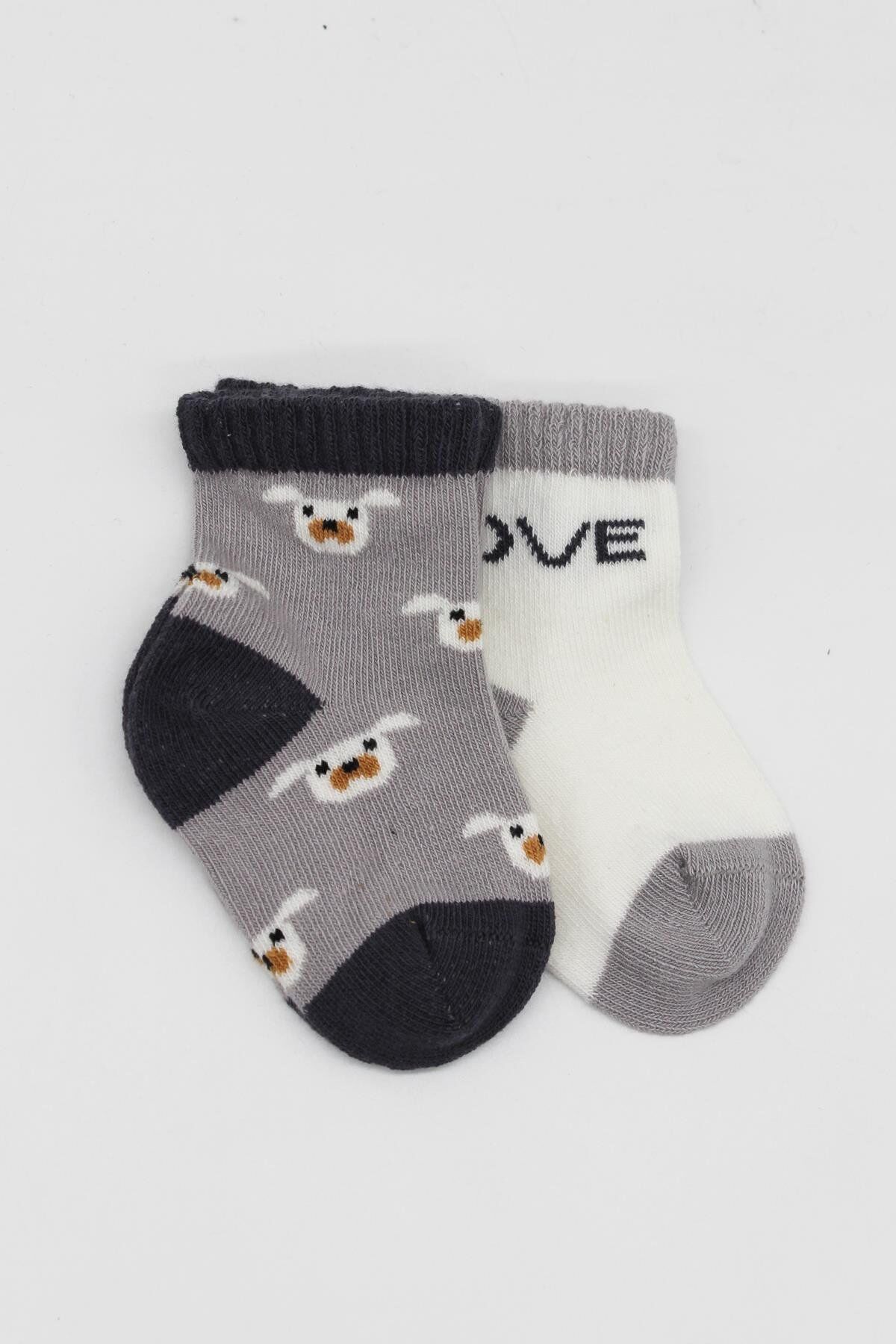 Bi̇style Love Dog Penye Soket Çorap 2 Li̇ Bs10118 Gri̇