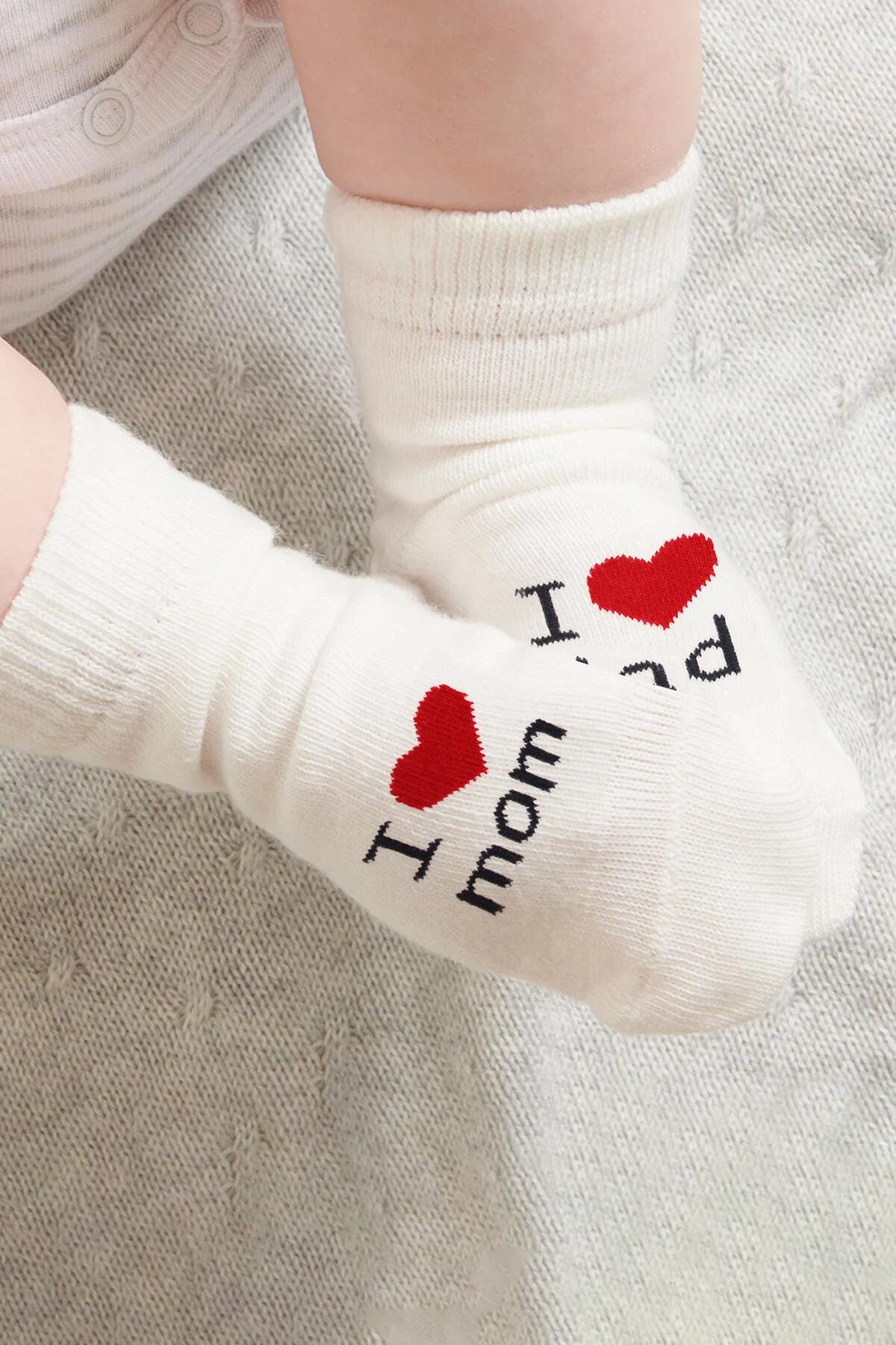 Bi̇style Mom Dad 3 Lü Penye Soket Çorap 10123 Ekru