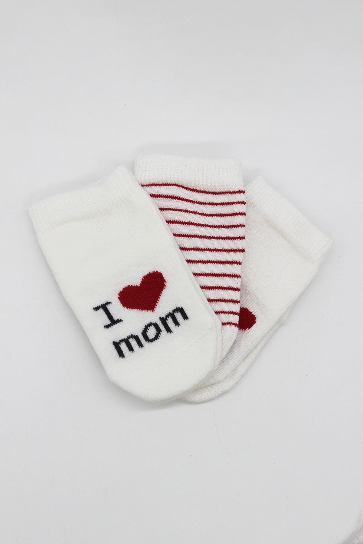 Bi̇style Mom Dad 3 Lü Penye Soket Çorap 10123 Ekru