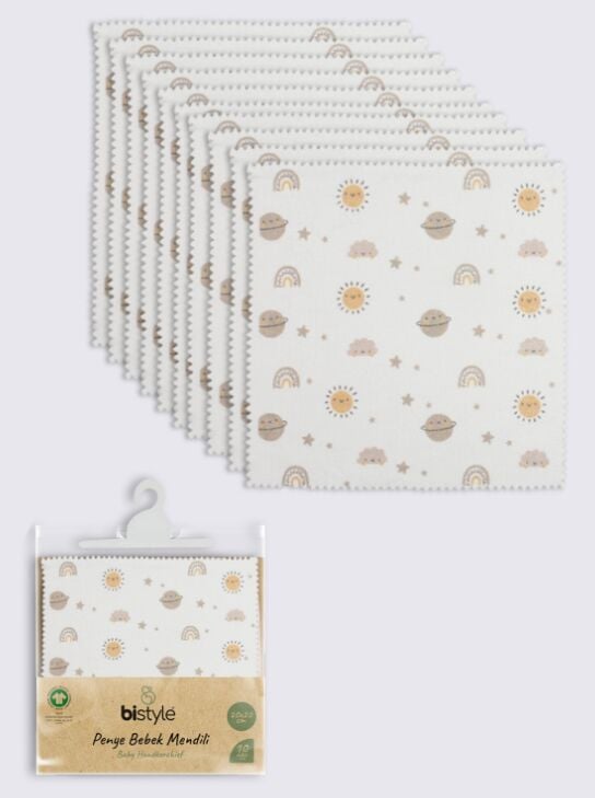 Bi̇style Planet 20X20 10 Lu Penye Mendi̇l 90164 Ekru