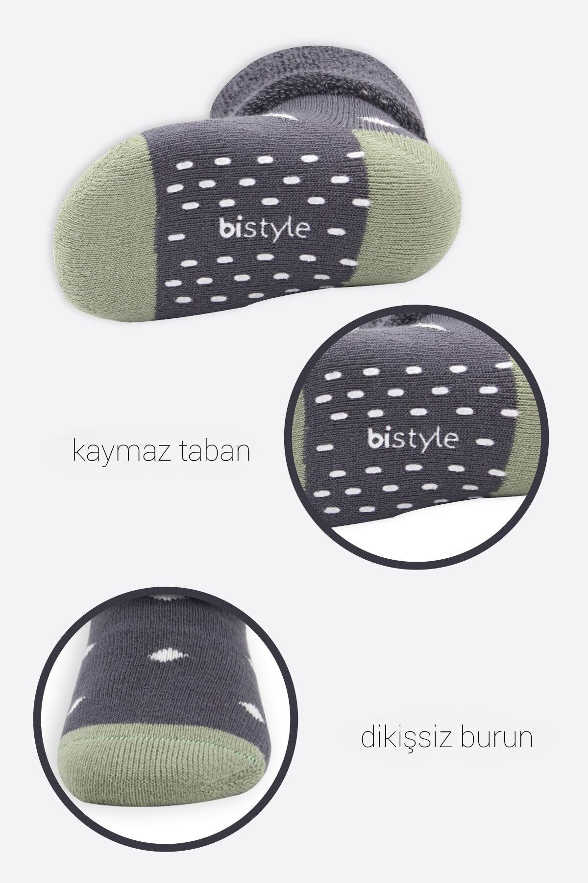 Bi̇style Puanlı Kaymaz Havlu Soket Çorap 2 Li̇ Bs10502 Antrasi̇t