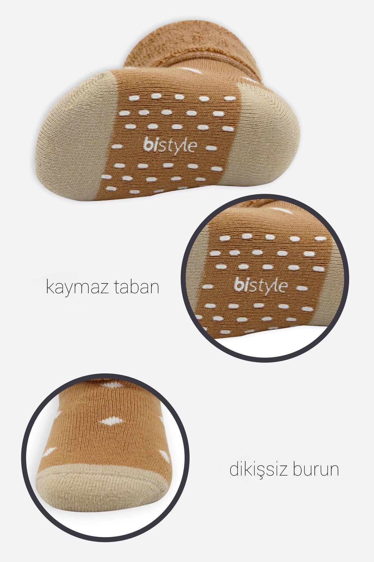 Bi̇style Puanlı Kaymaz Havlu Soket Çorap 2 Li̇ Bs10502 Hardal
