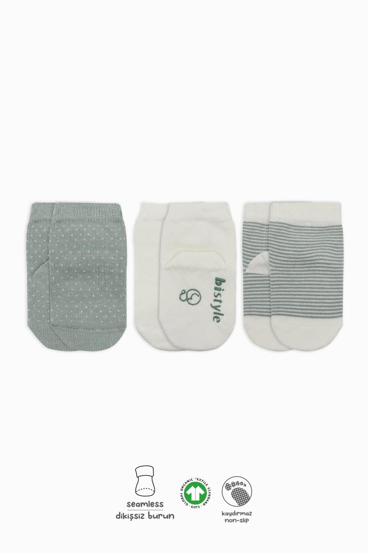 Bi̇style Puanlı Kaymaz Penye Soket Çorap 3 Lü Bs10108 Ni̇l
