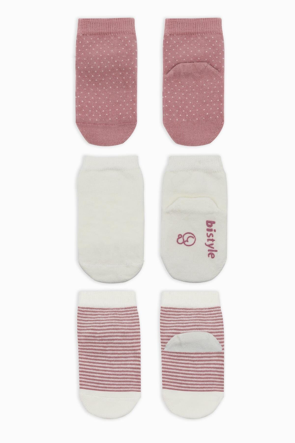 Bi̇style Puanlı Kaymaz Penye Soket Çorap 3 Lü Bs10108 Pudra