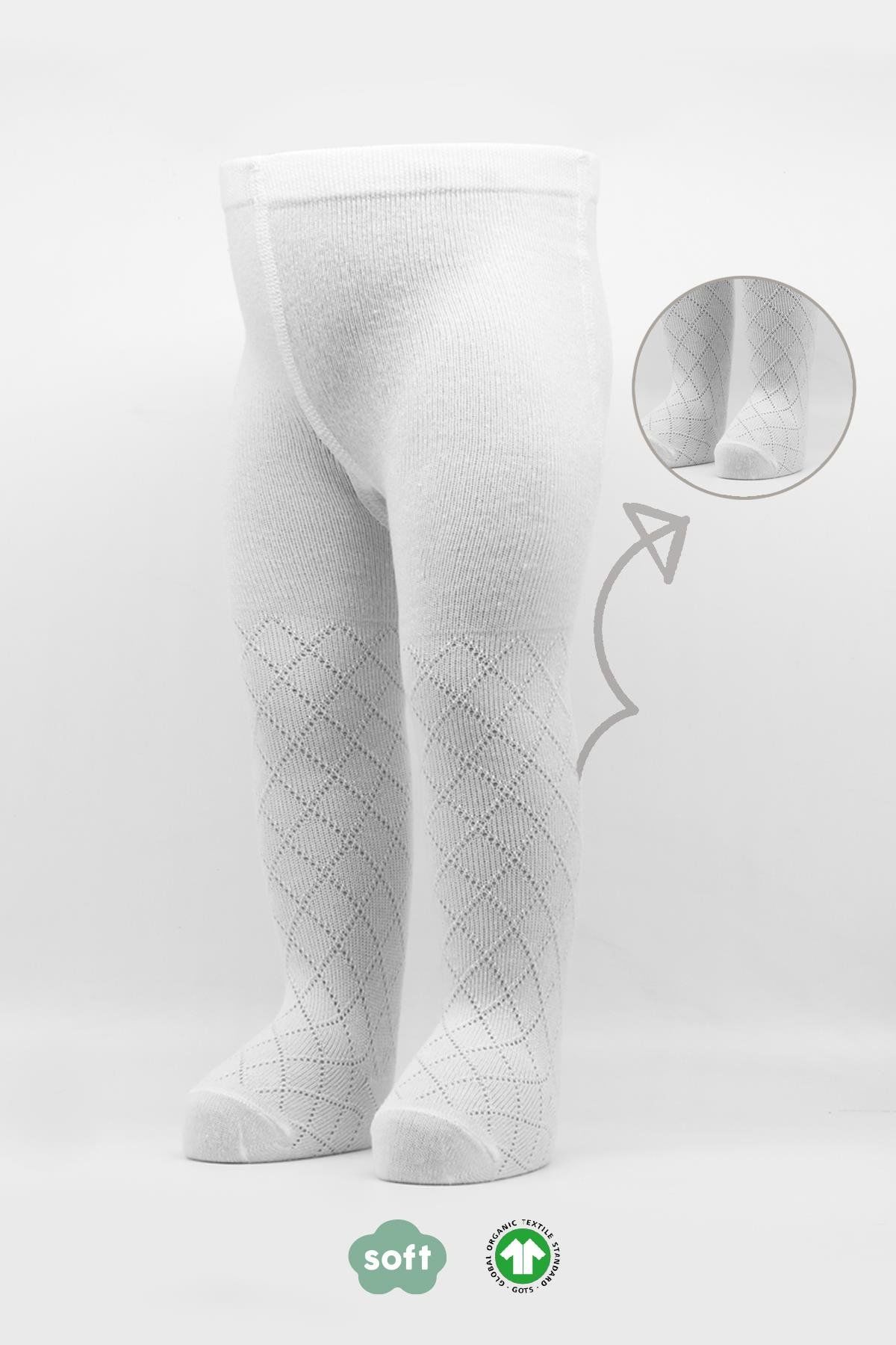 Bi̇style Tekli̇ Ekose Kabartma Penye Külotlu Çorap Bs50105 Beyaz