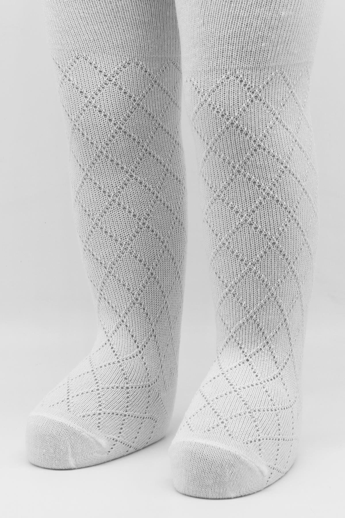 Bi̇style Tekli̇ Ekose Kabartma Penye Külotlu Çorap Bs50105 Beyaz